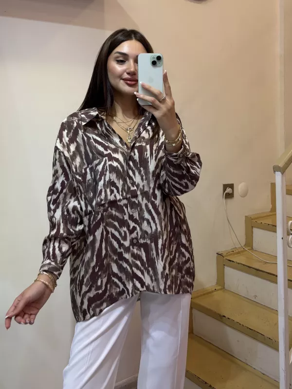 Desenli Oversize Gömlek