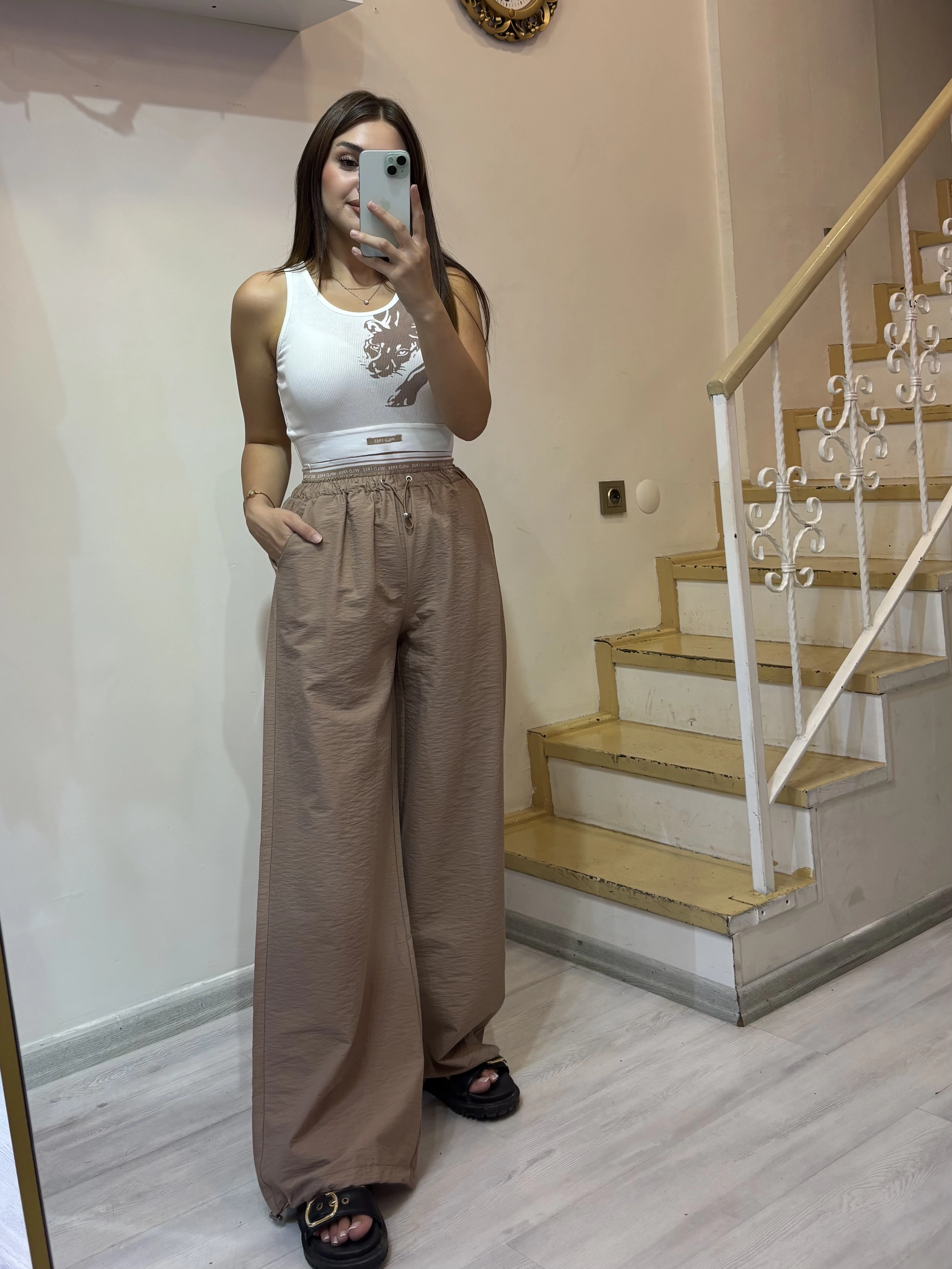 Bilekten Lastikli Pantolon Crop Takım