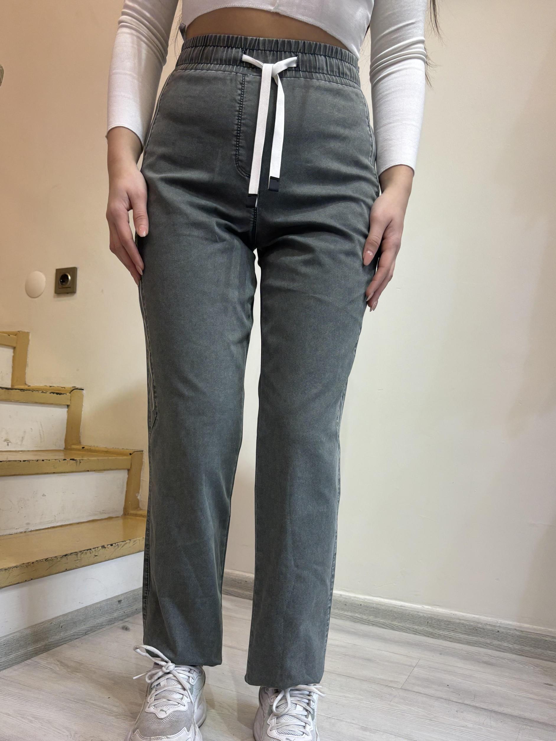 Büyük Beden Şeritli Beli Lastikli Pantolon