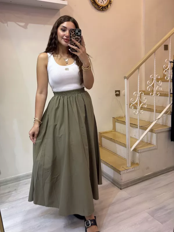 Cepli Beli Lastikli Etek 