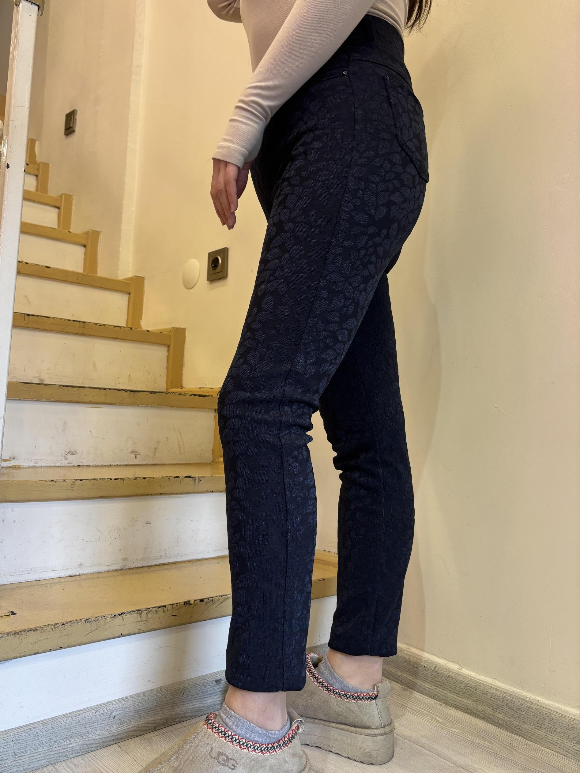 Büyük Beden Desenli Punto Kumaş Pantolon