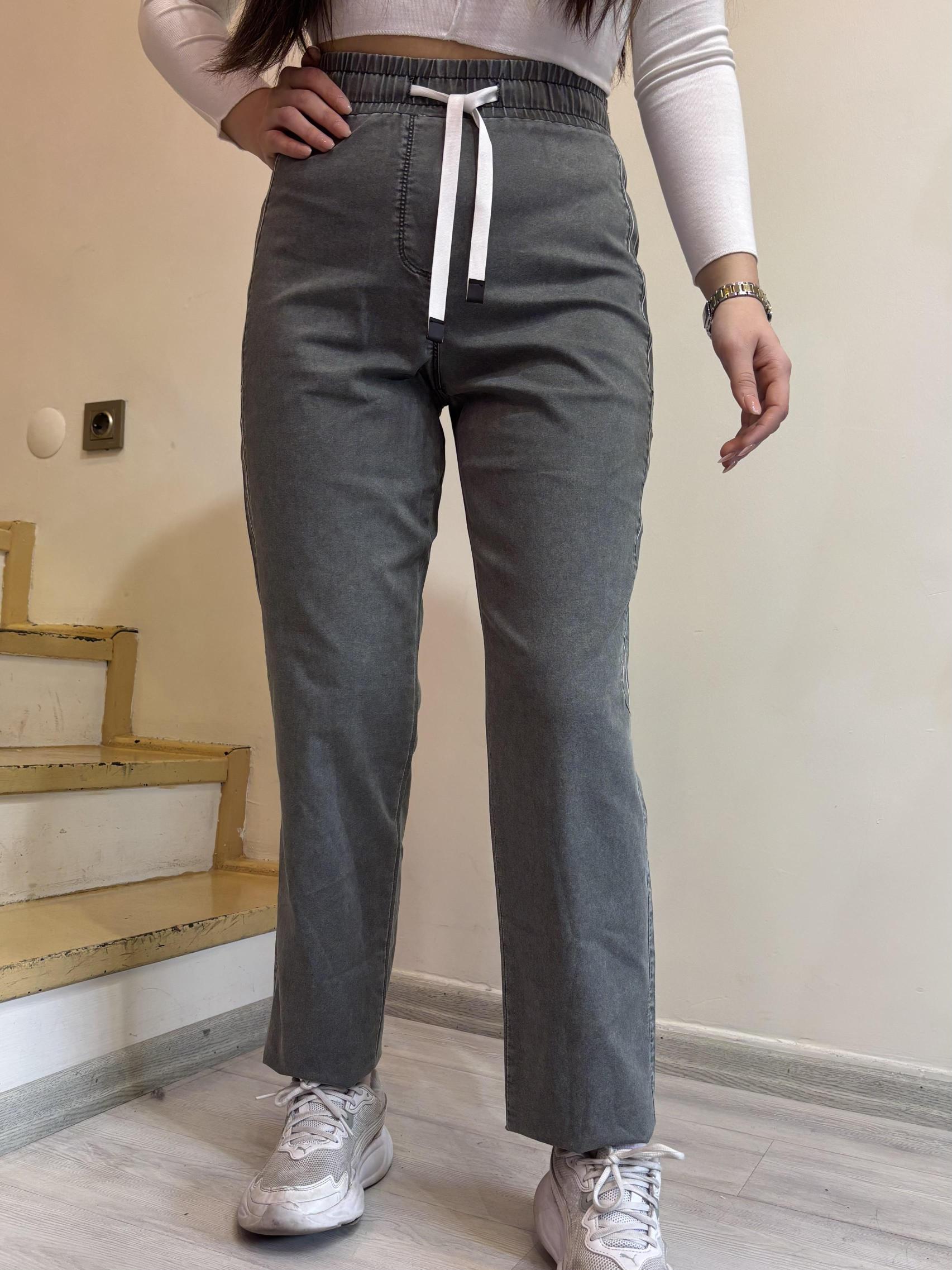 Büyük Beden Şeritli Beli Lastikli Pantolon