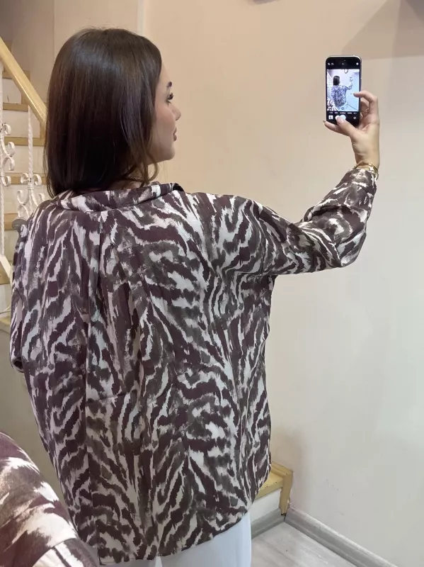 Desenli Oversize Gömlek
