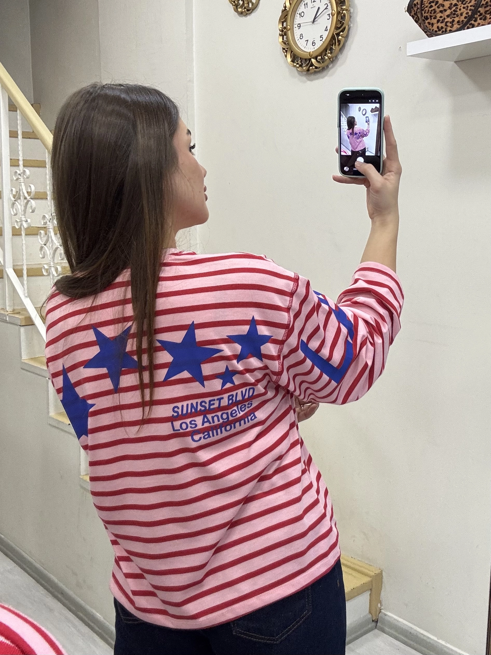 Çizgili Yazılı Sweatshirt