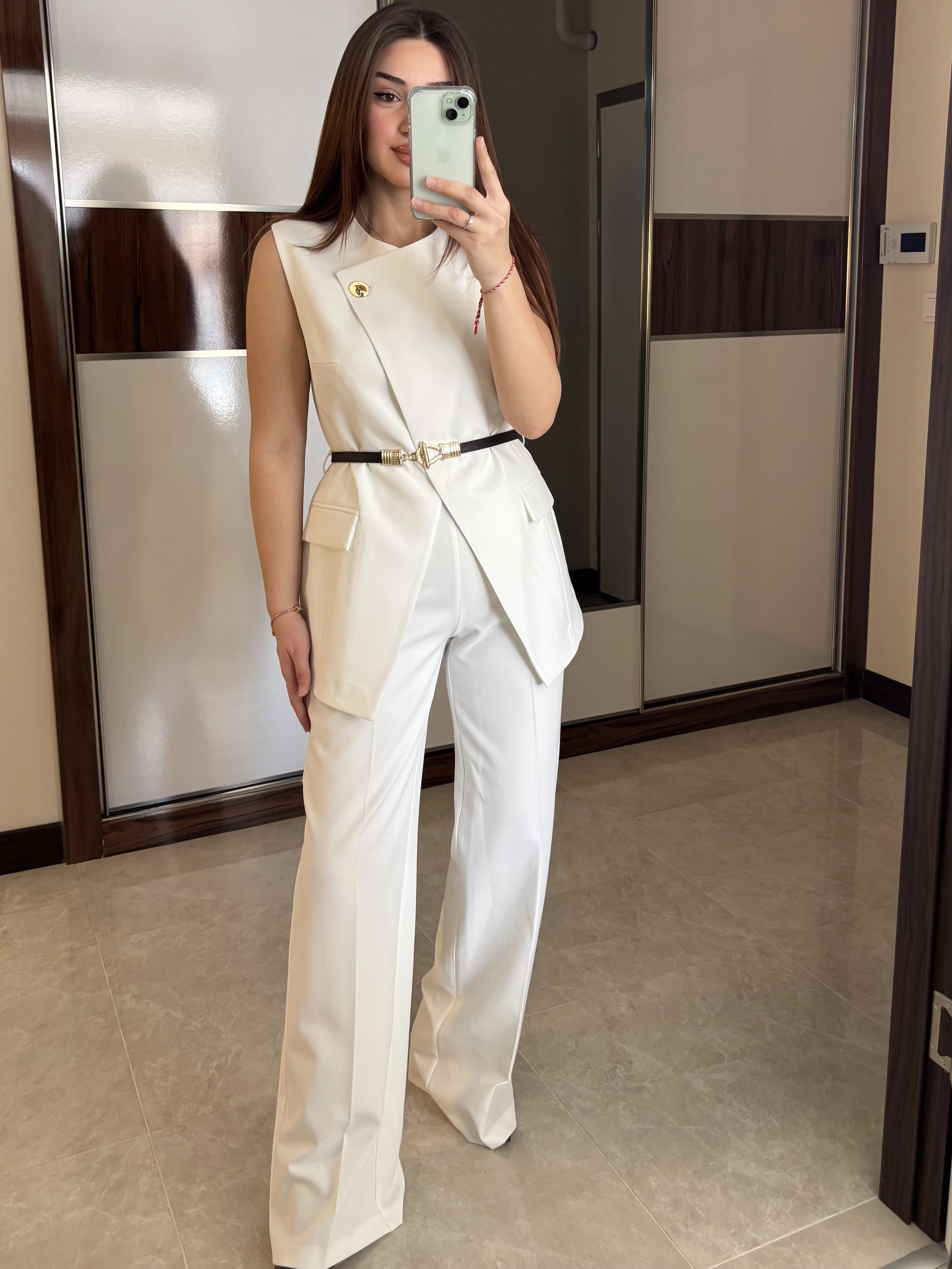 Kemerli Yelek Pantolon Takım