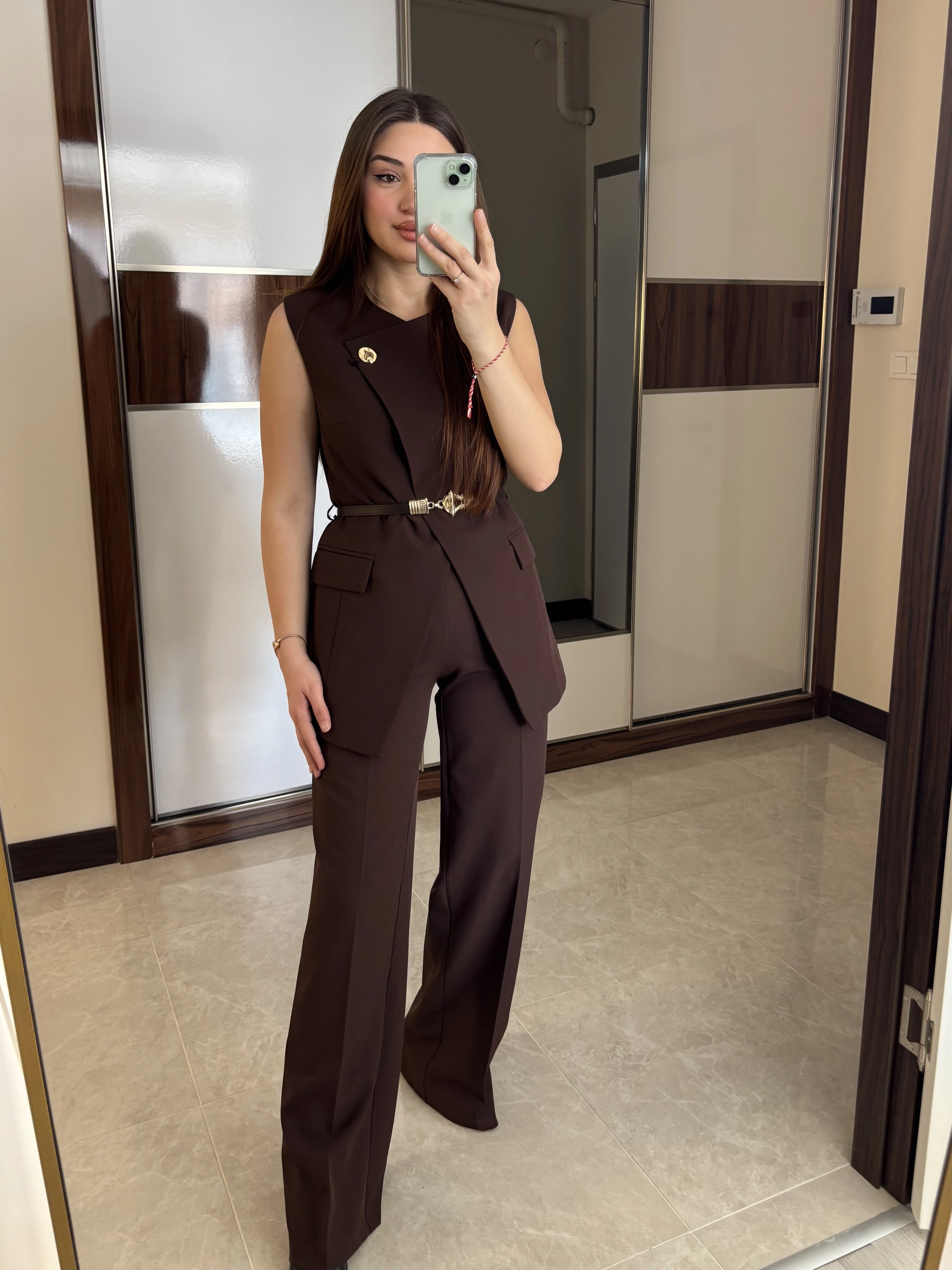 Kemerli Yelek Pantolon Takım