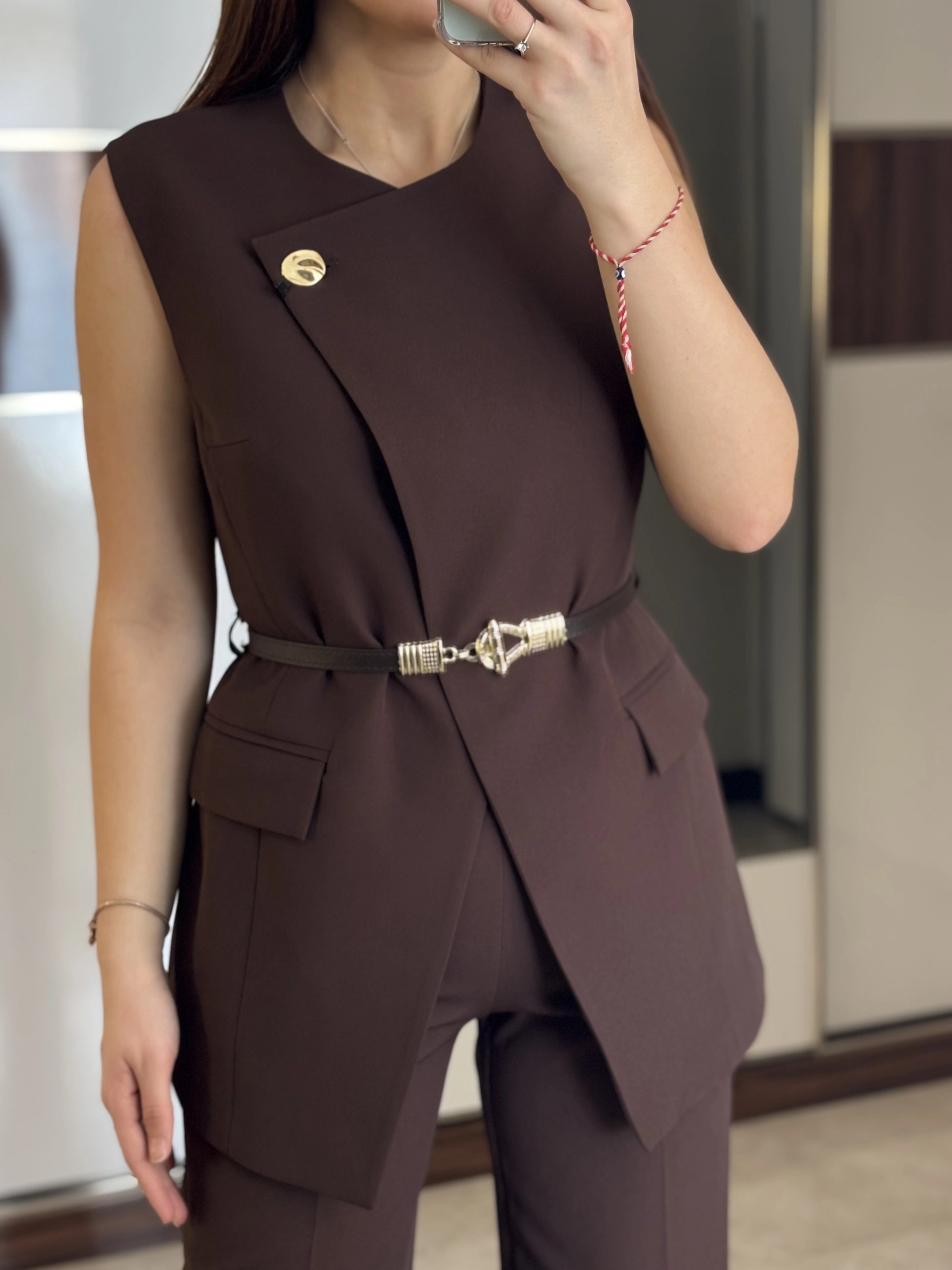 Kemerli Yelek Pantolon Takım