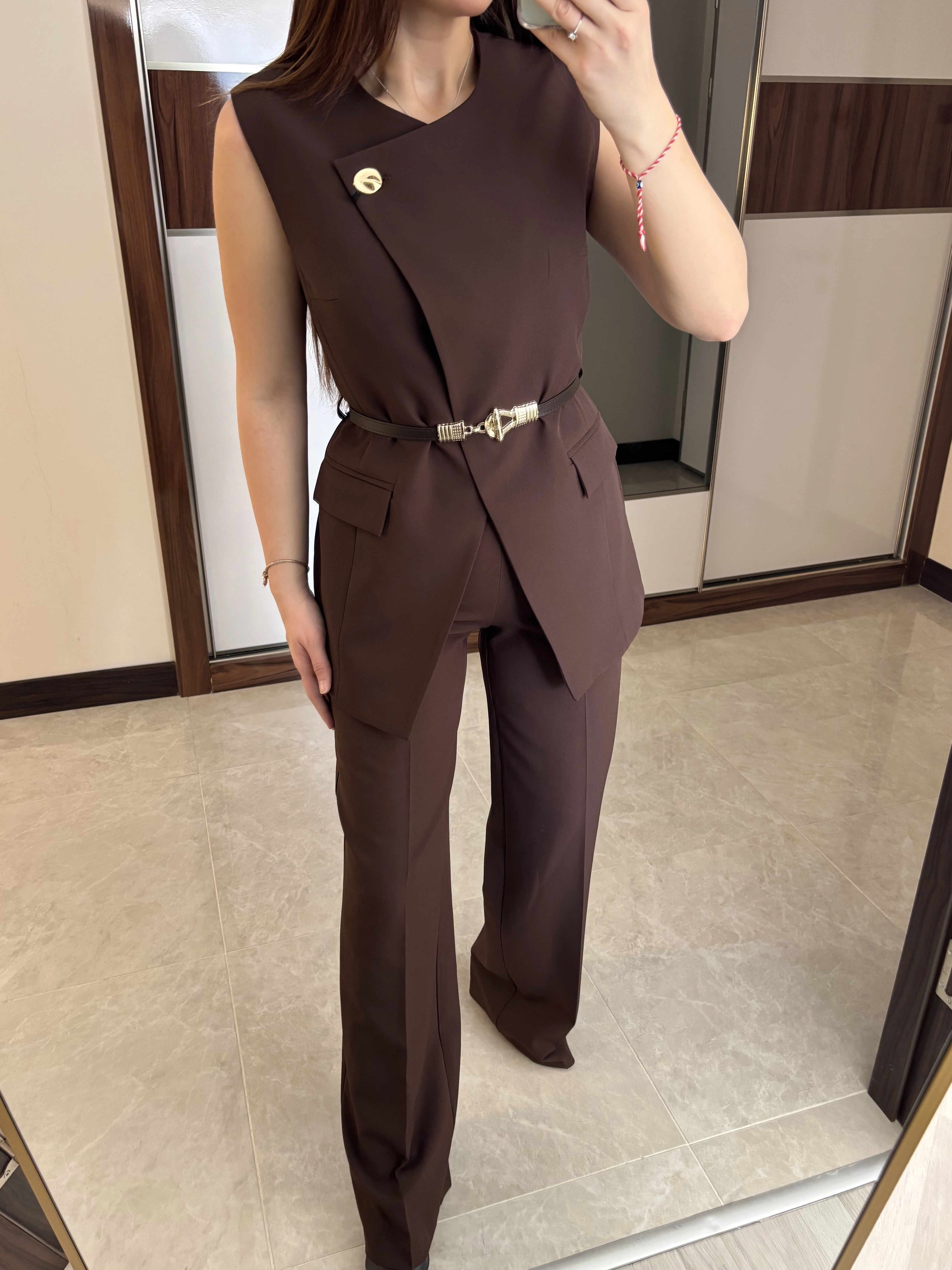 Kemerli Yelek Pantolon Takım