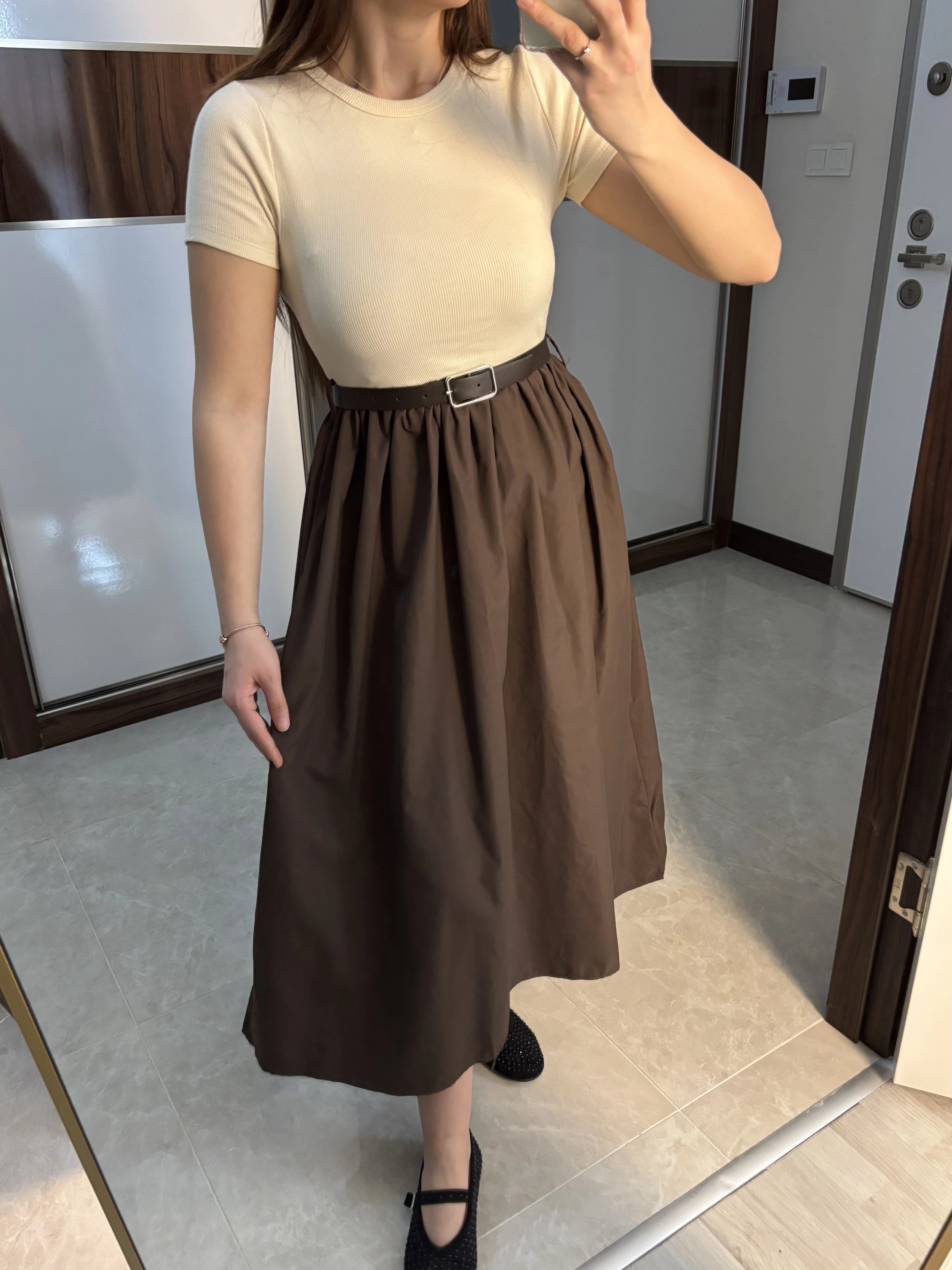 Kemerli Poplin Elbise 