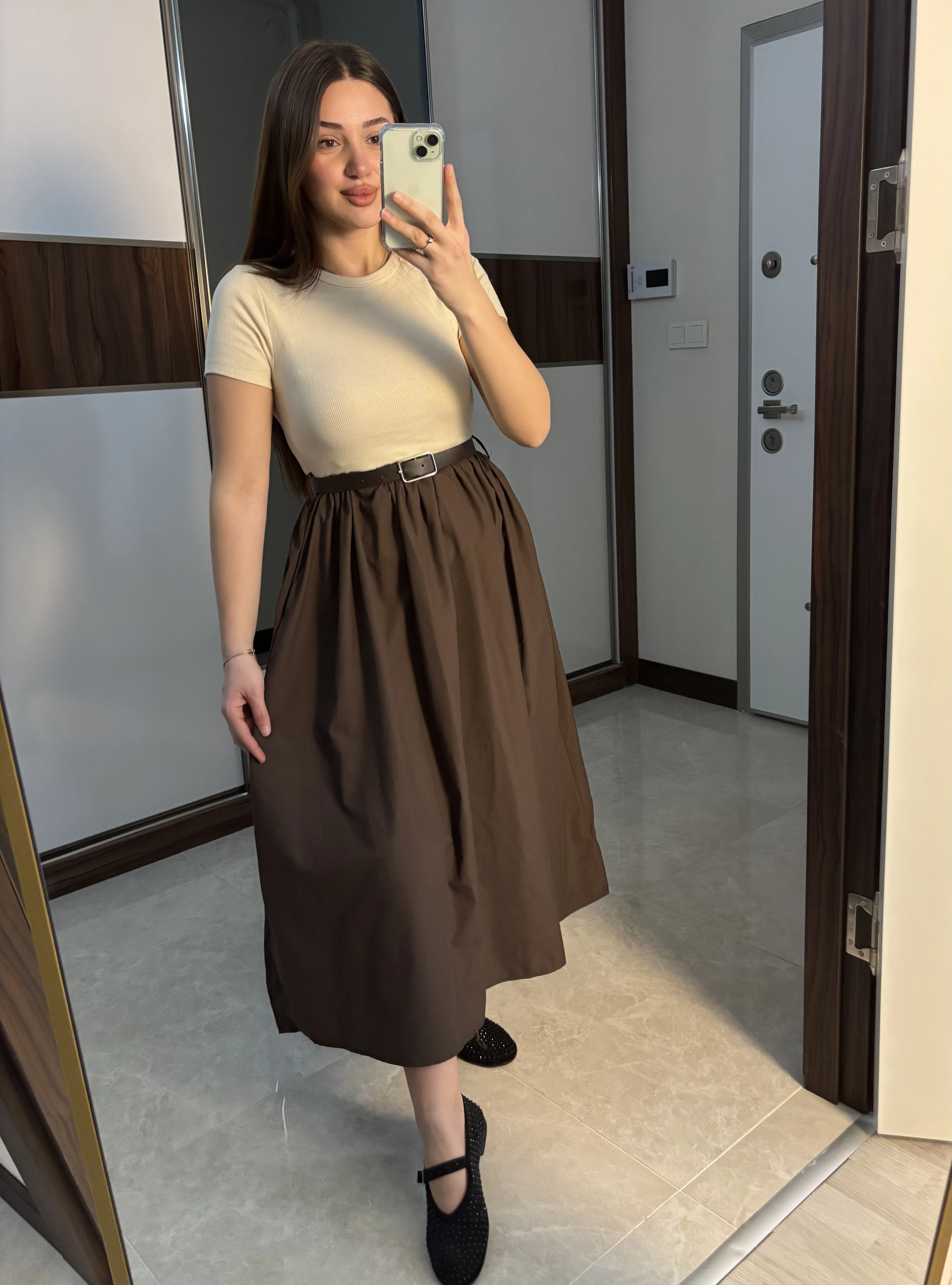 Kemerli Poplin Elbise 