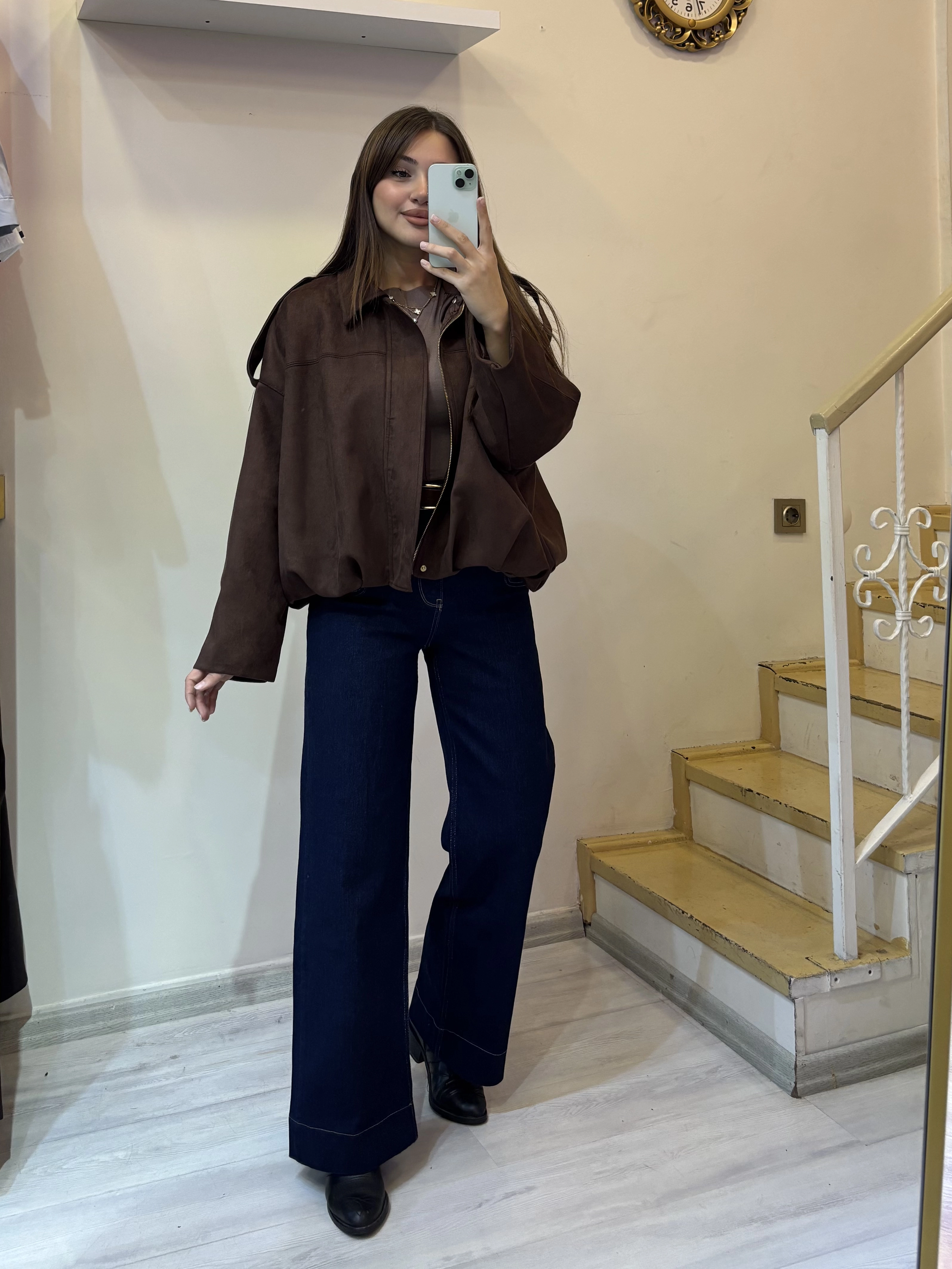 Premium Fabric Deri Süet Ceket