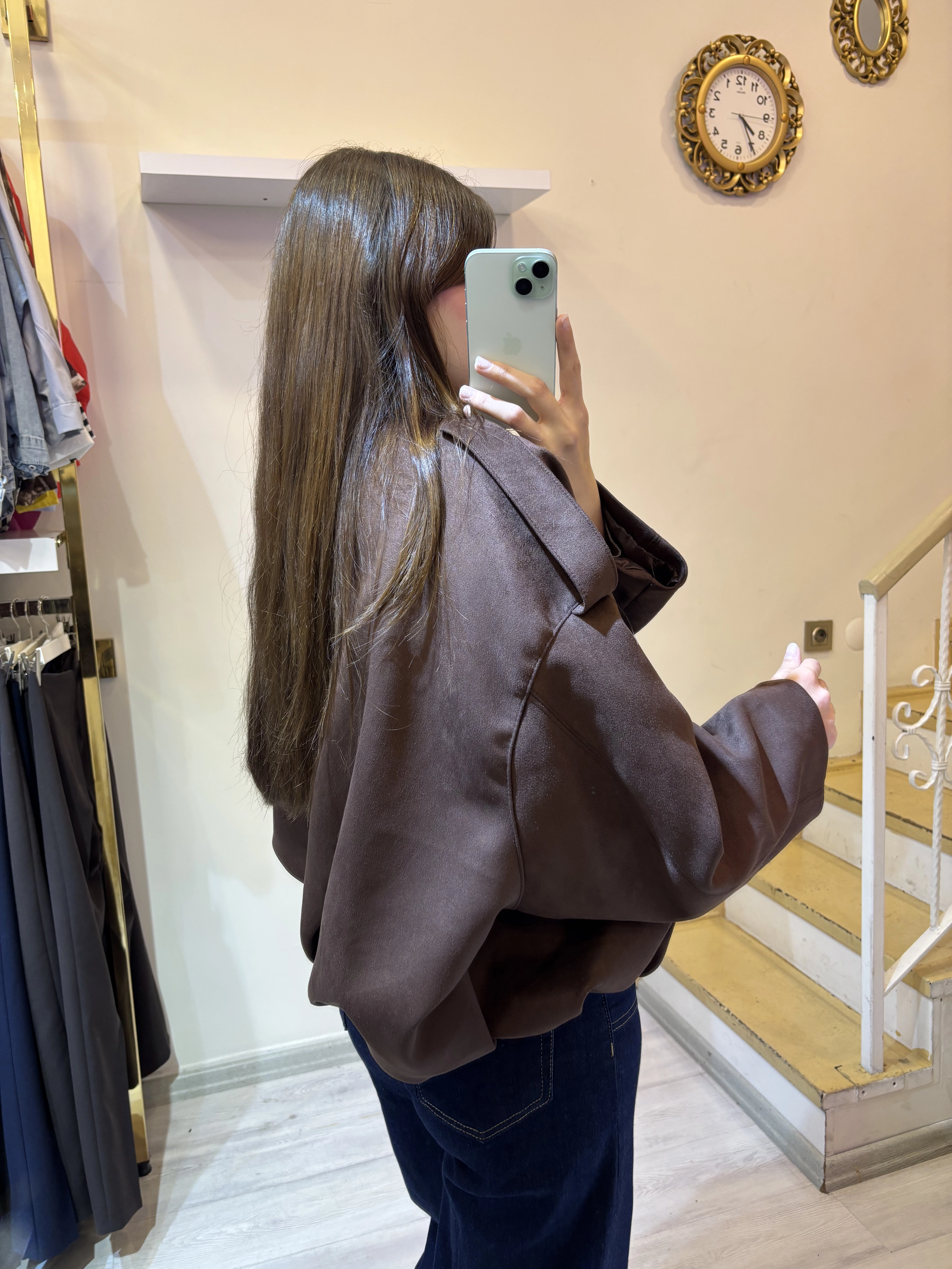 Premium Fabric Deri Süet Ceket