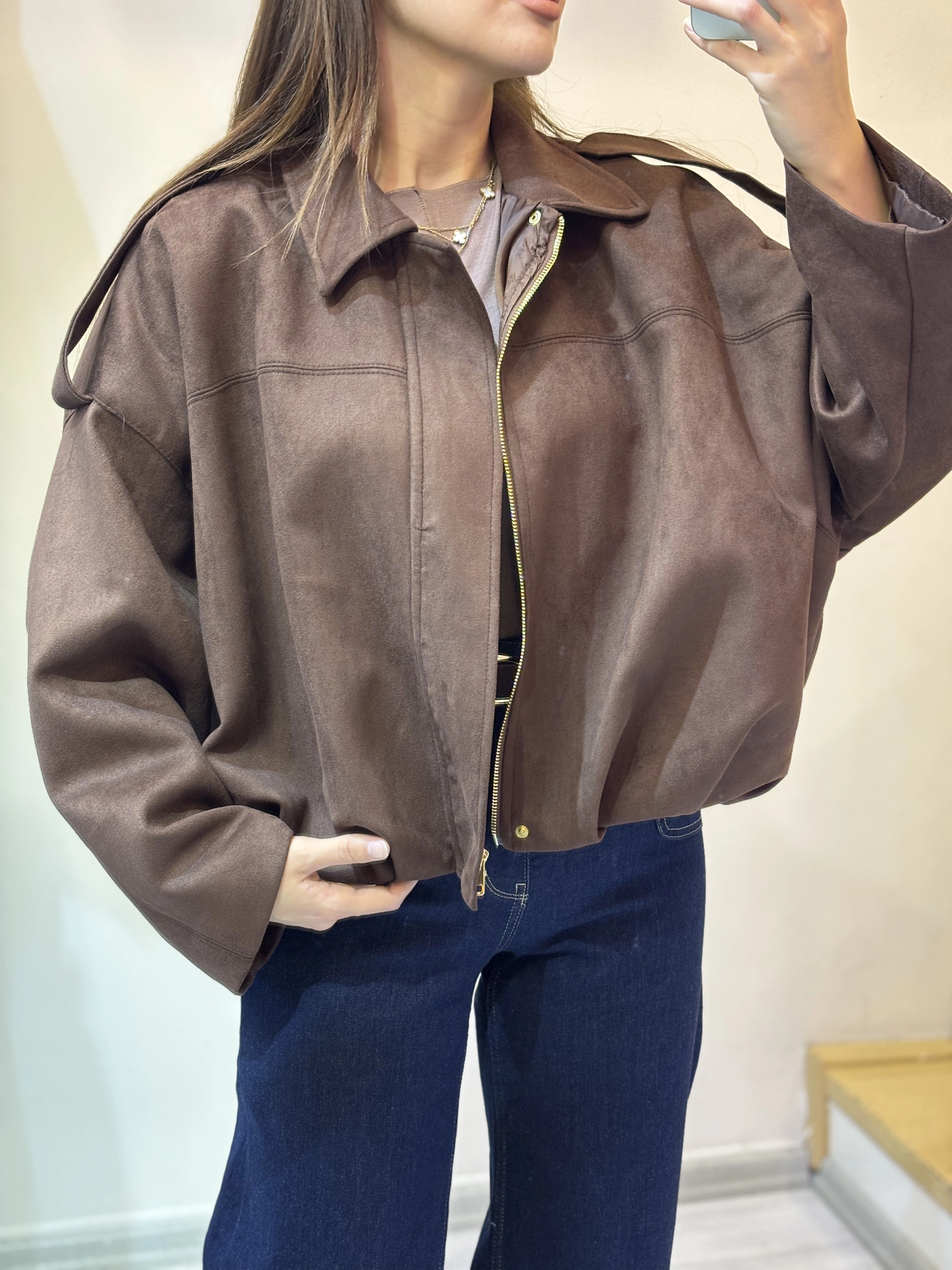 Premium Fabric Deri Süet Ceket