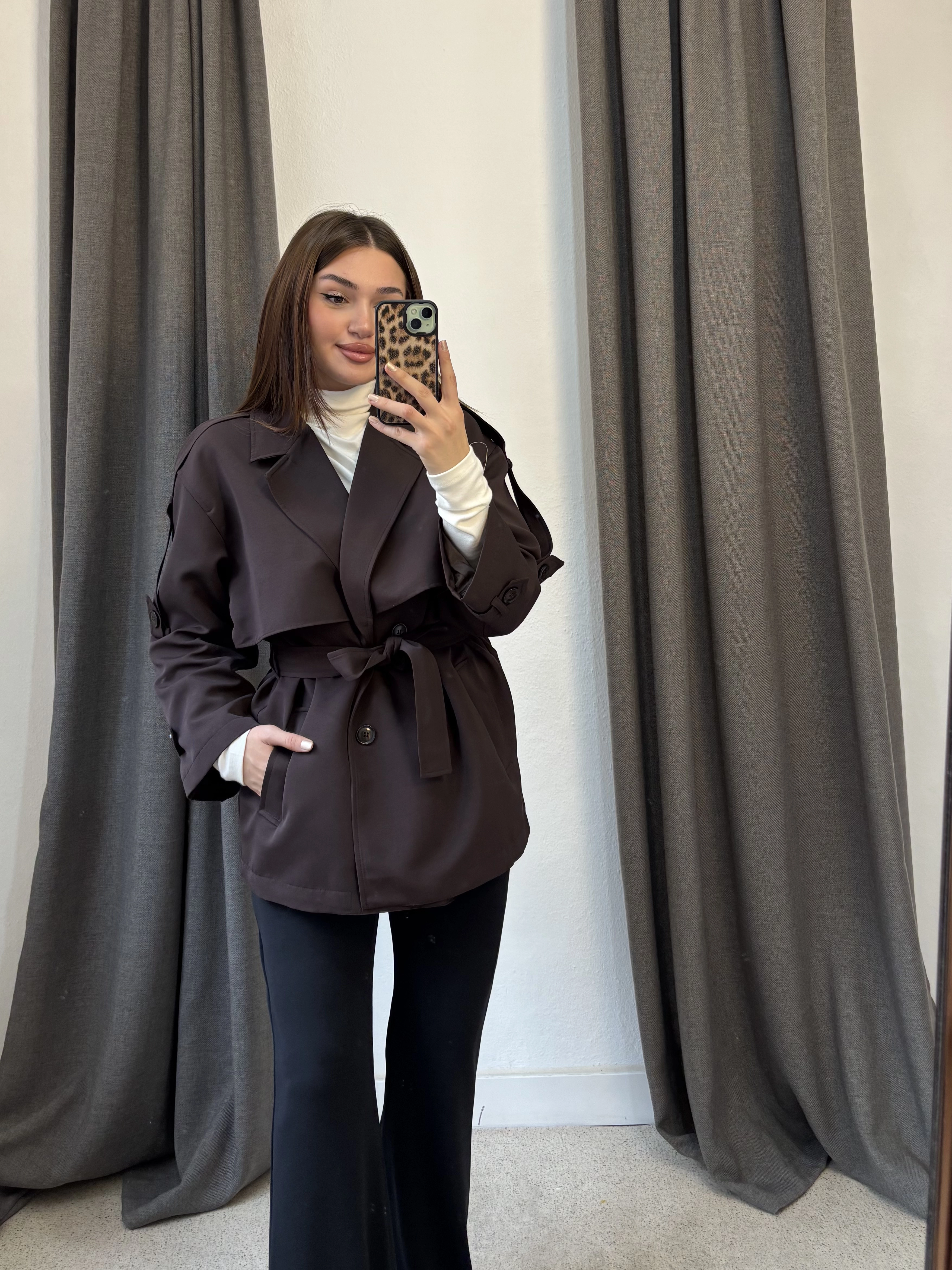 Astarlı Premium Kalite Yarım Boy Trençkot