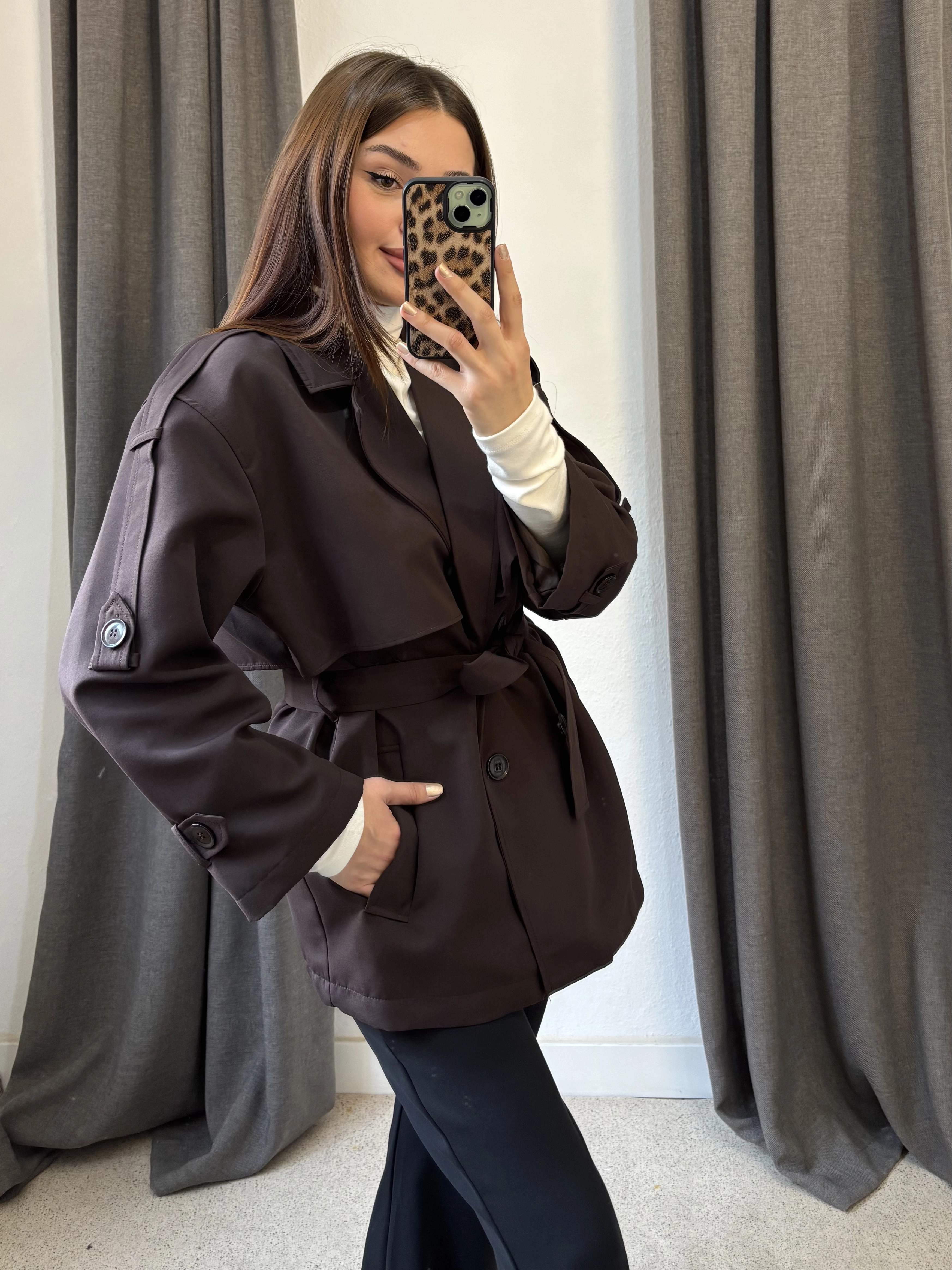 Astarlı Premium Kalite Yarım Boy Trençkot