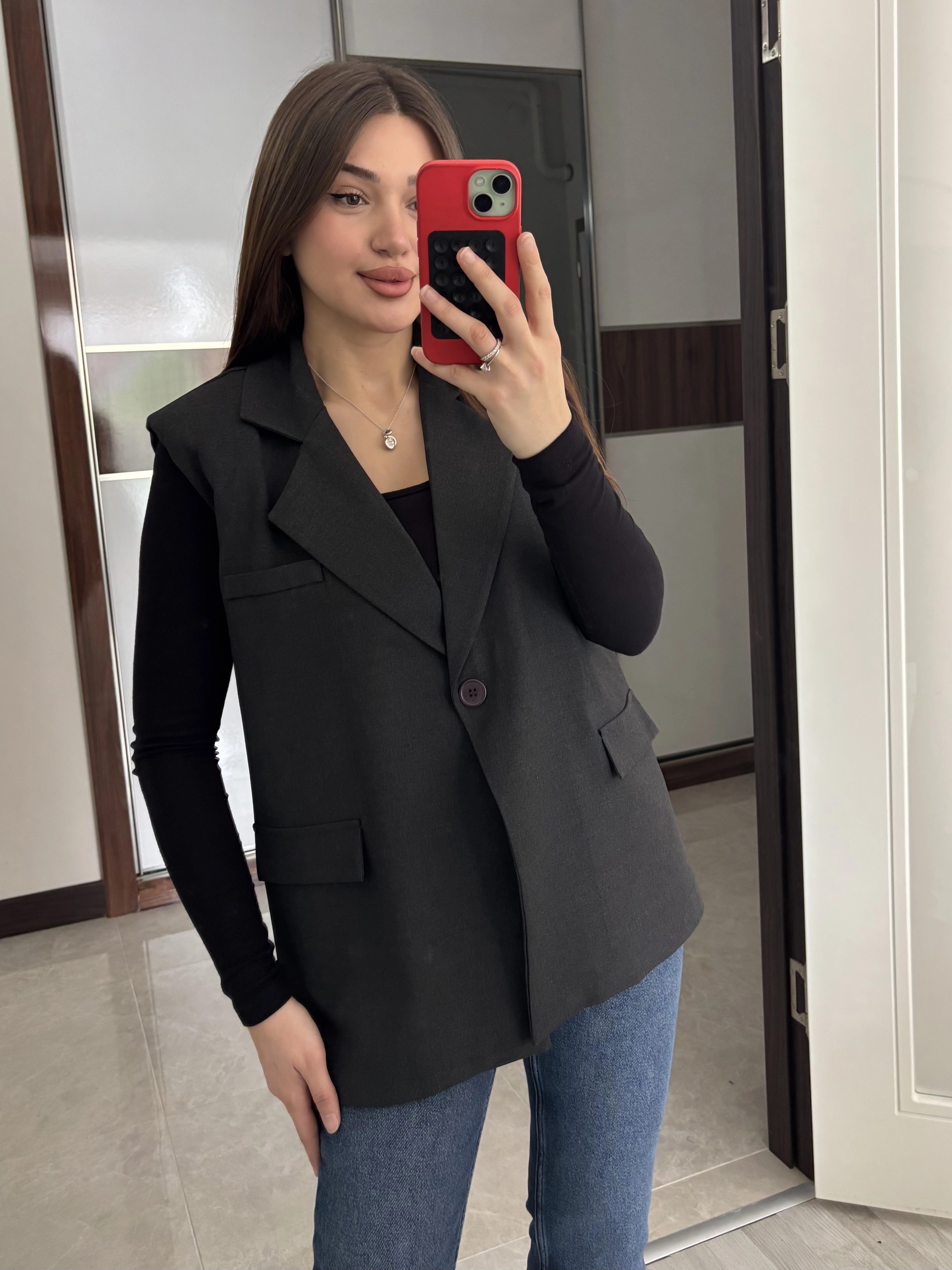 Kemerli Blazer Yelek
