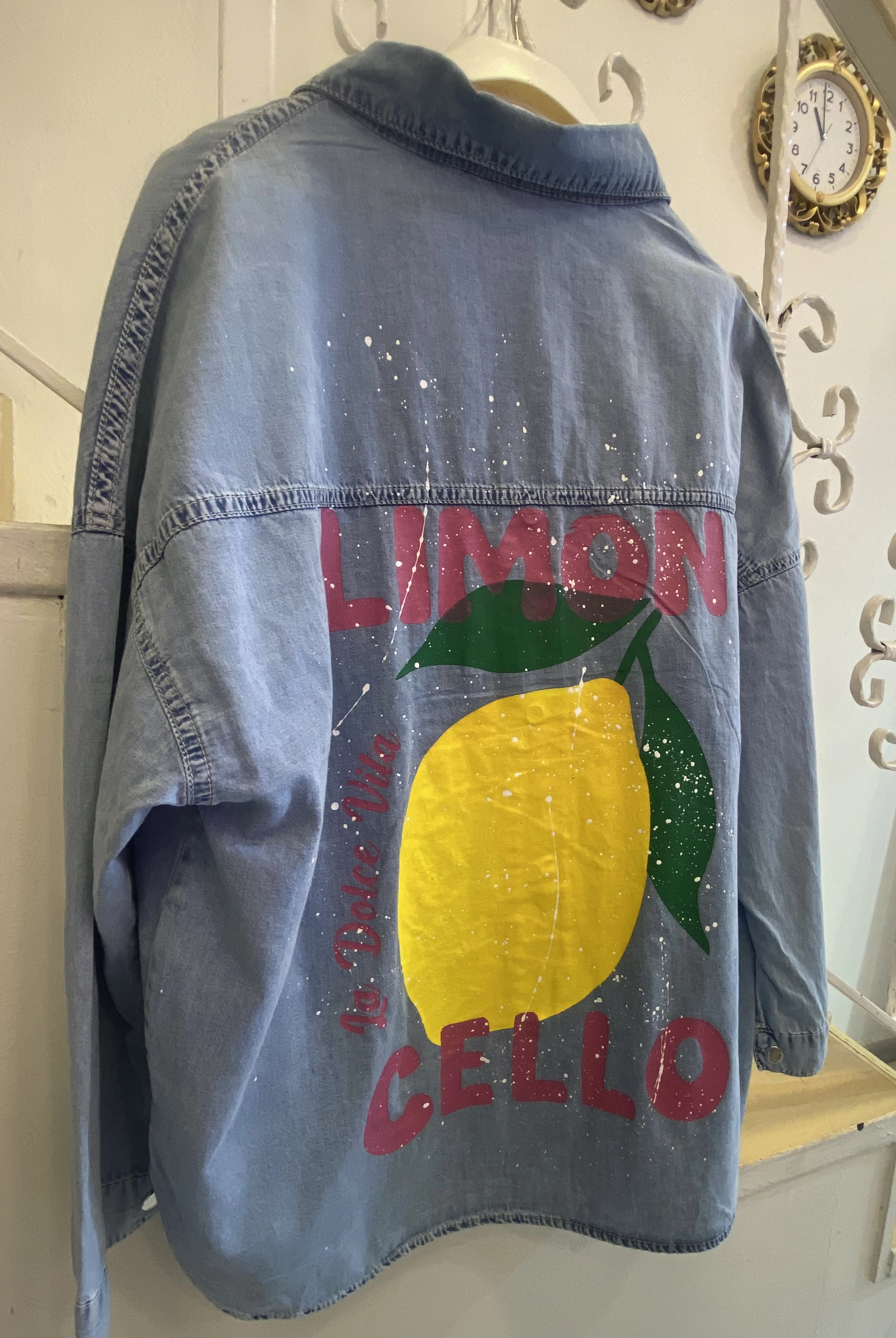 Limoncello Baskılı Kot Gömlek