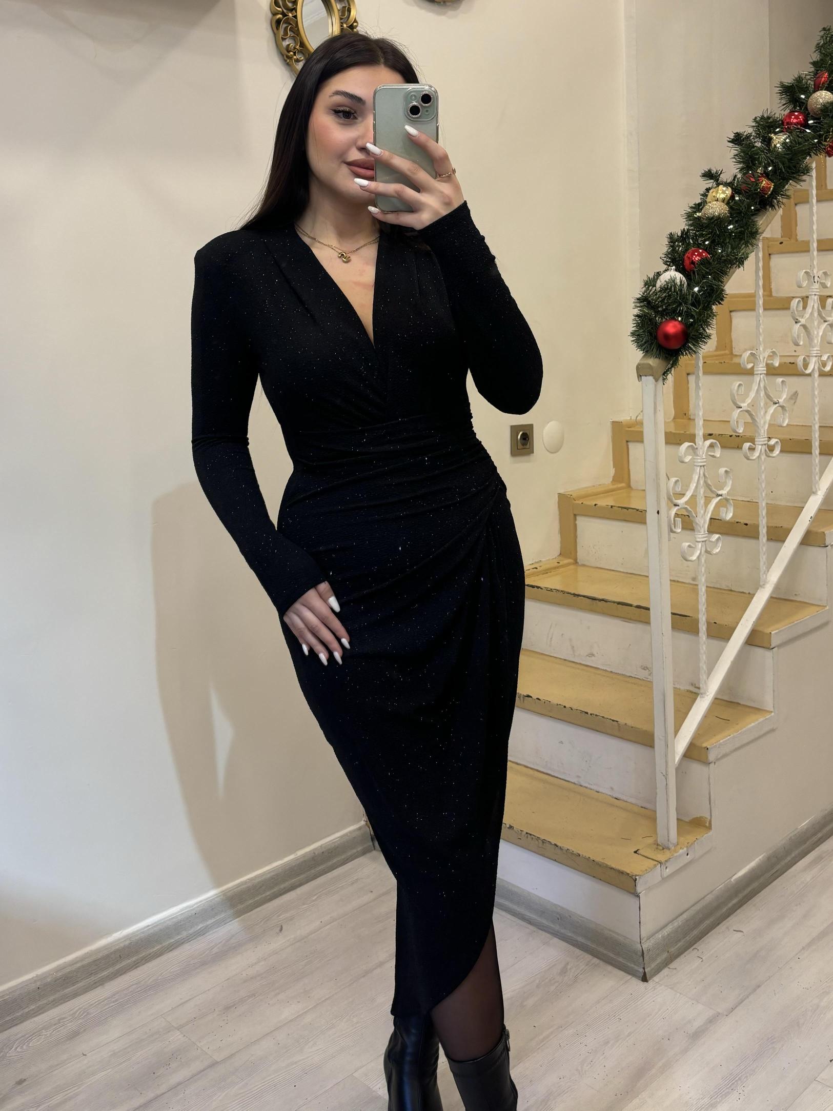 Kruvaze Simli Elbise