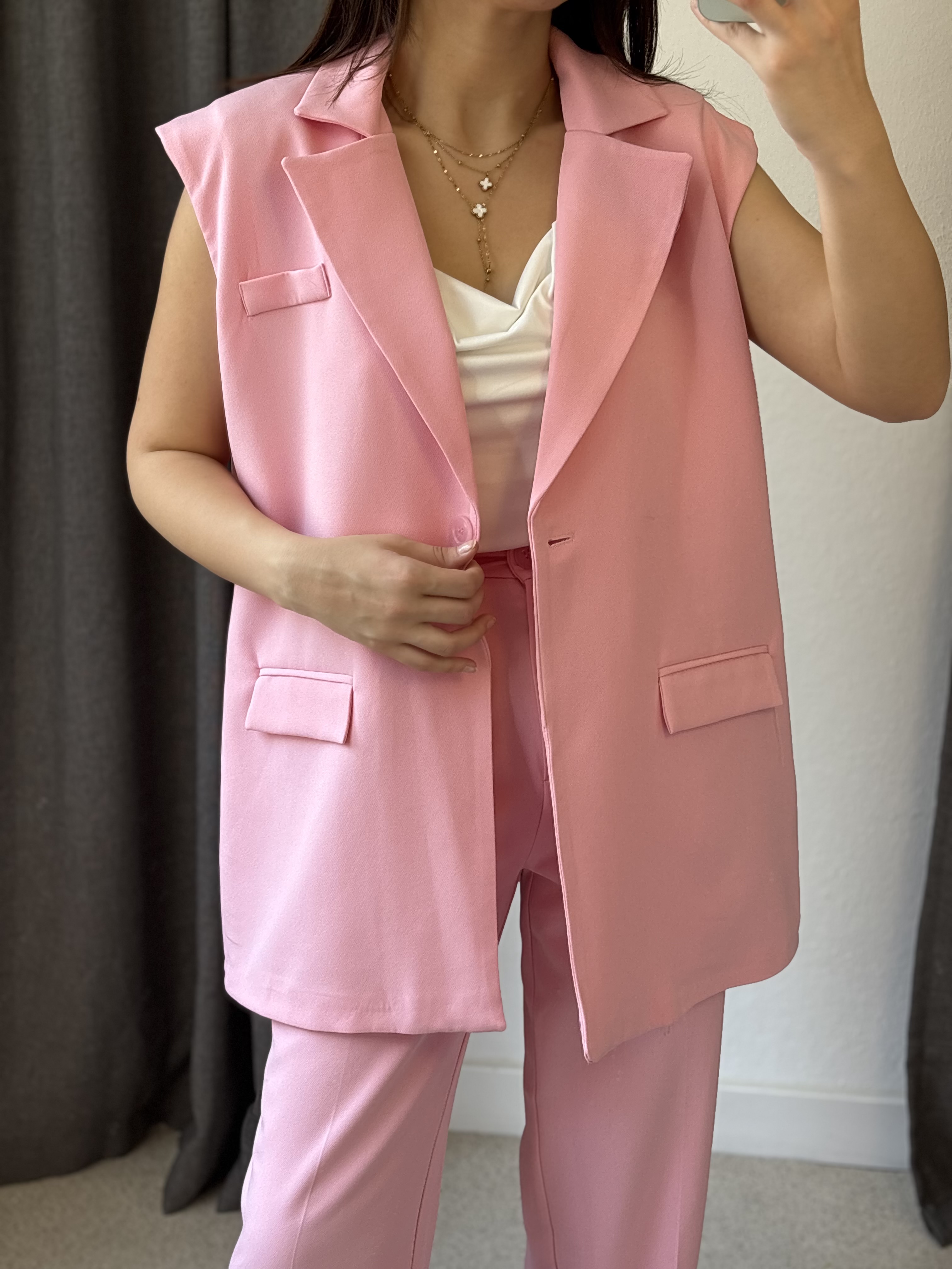 Kemerli Oversize Astarlı Yelek