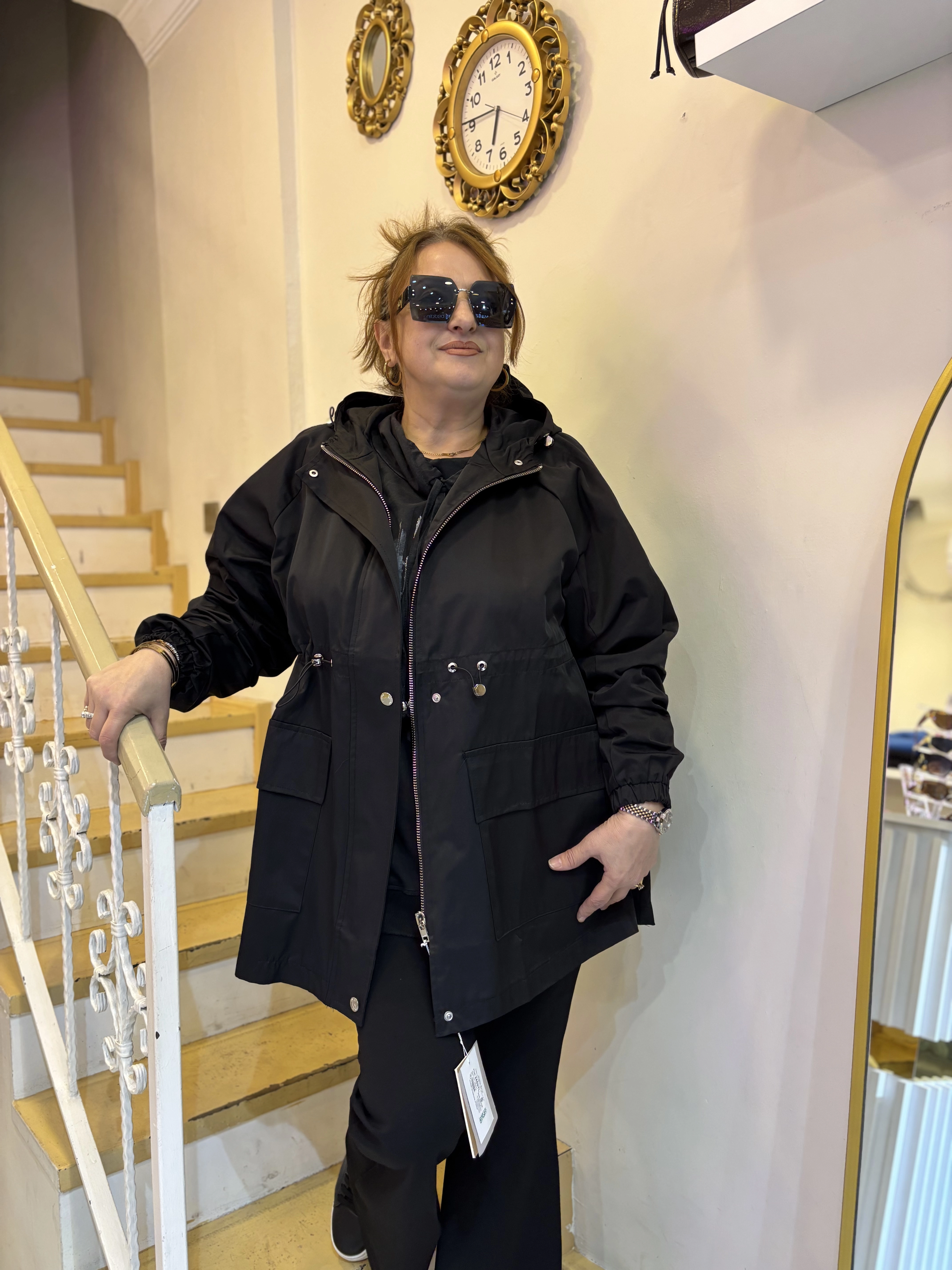 Payetli Tasarım Yağmurluk Ceket