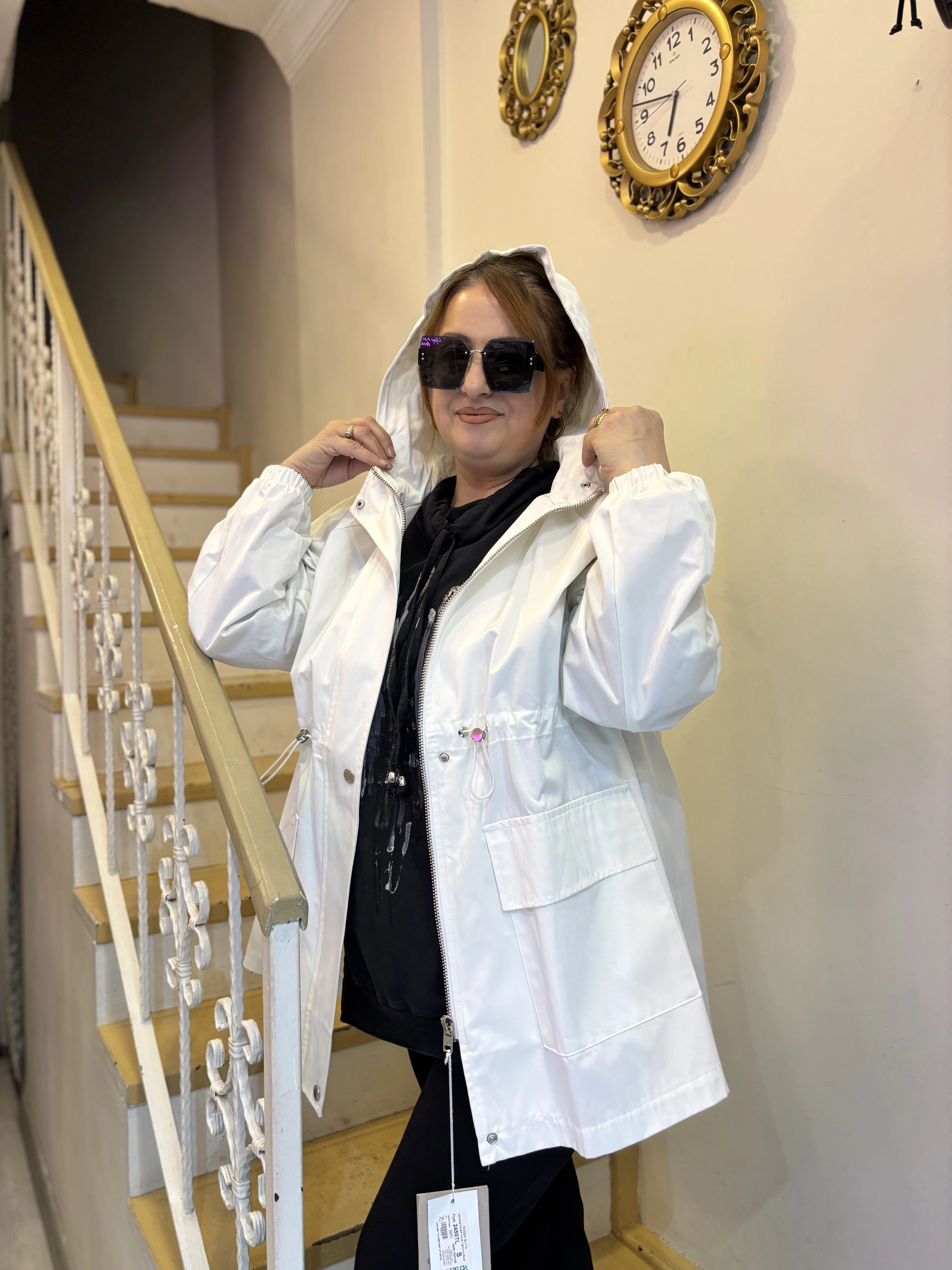 Payetli Tasarım Yağmurluk Ceket