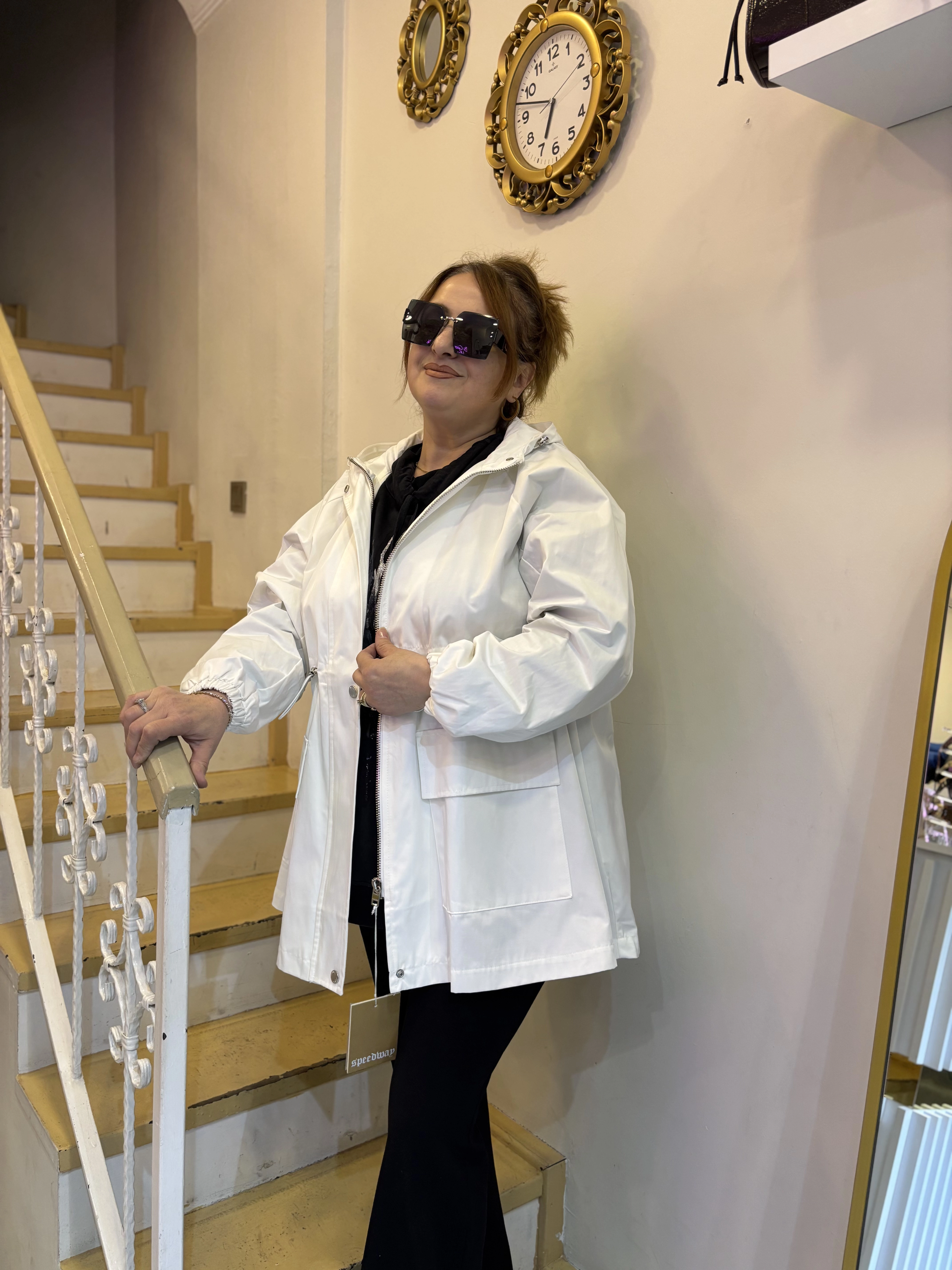 Payetli Tasarım Yağmurluk Ceket