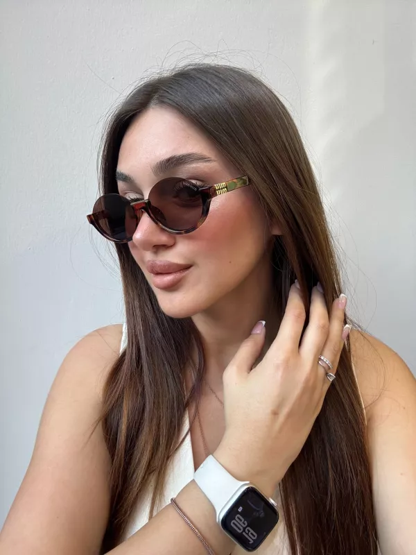 MIUMIU Leopar Kemik Çerçeve Güneş Gözlüğü