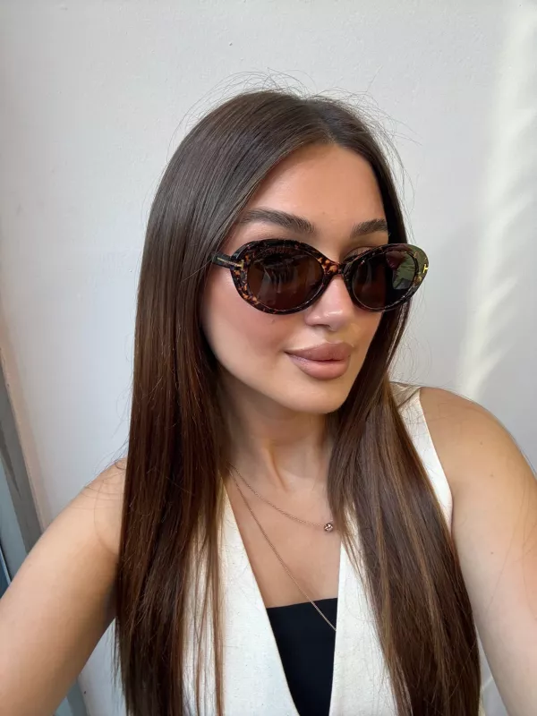 Tom Ford Leopar Kemik Çerçeve Güneş Gözlüğü