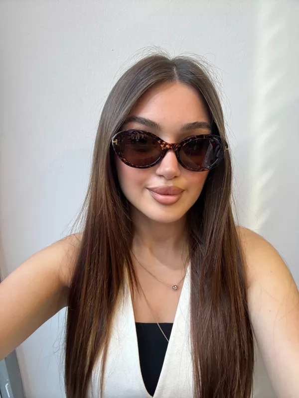 Tom Ford Leopar Kemik Çerçeve Güneş Gözlüğü