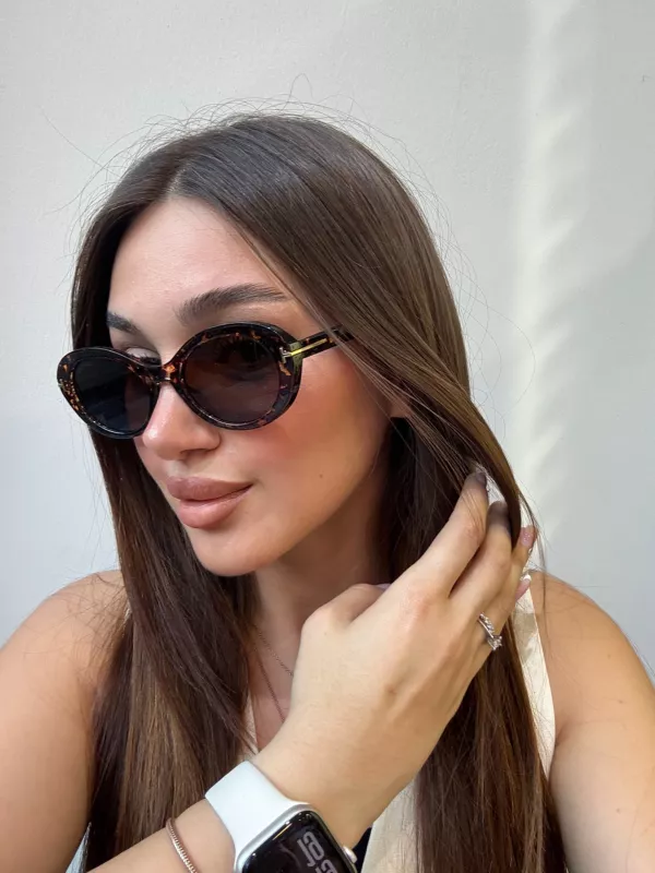Tom Ford Leopar Kemik Çerçeve Güneş Gözlüğü