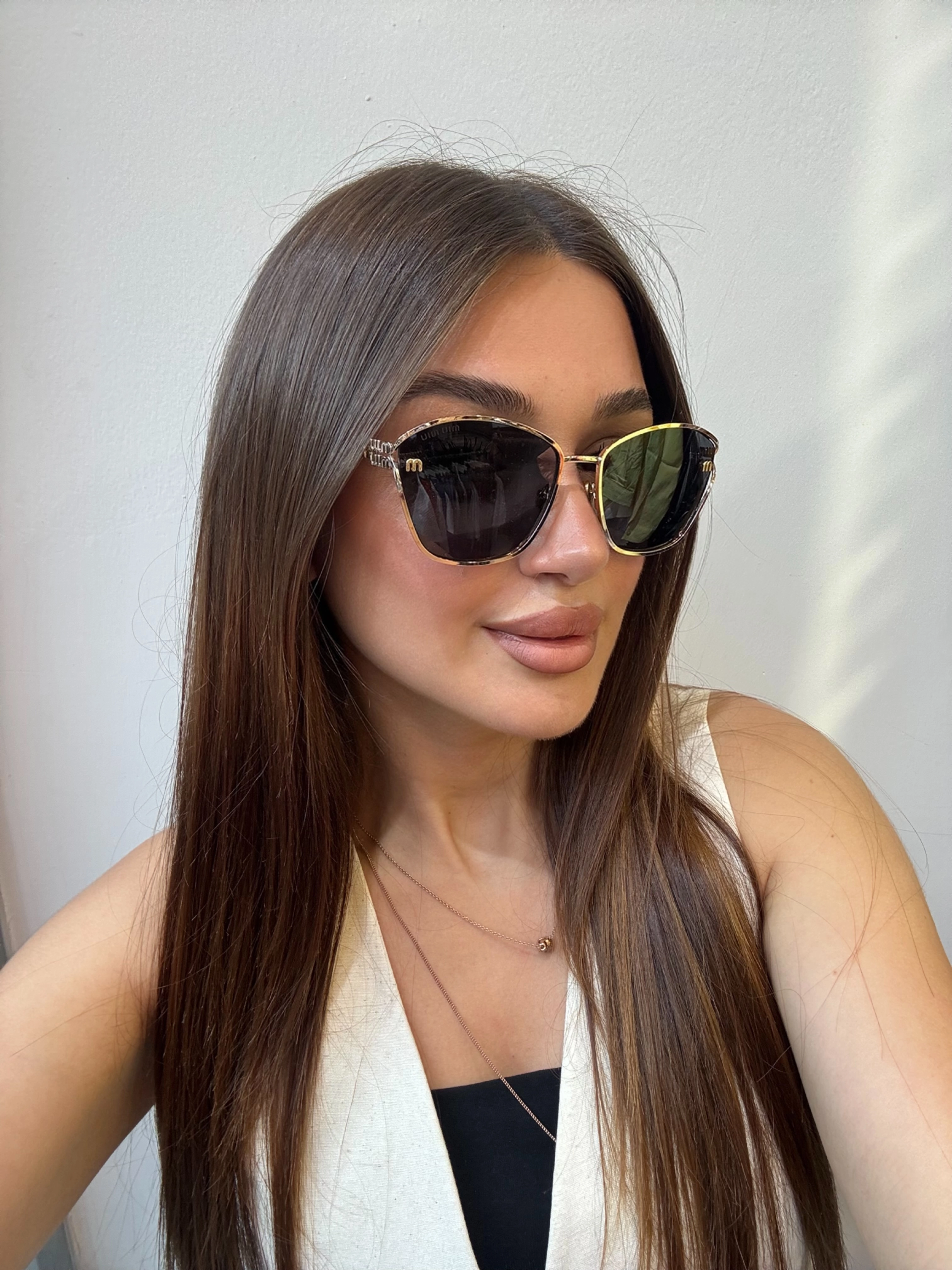 MIUMIU Metal Çerçeve Dikdörtgen Güneş Gözlüğü
