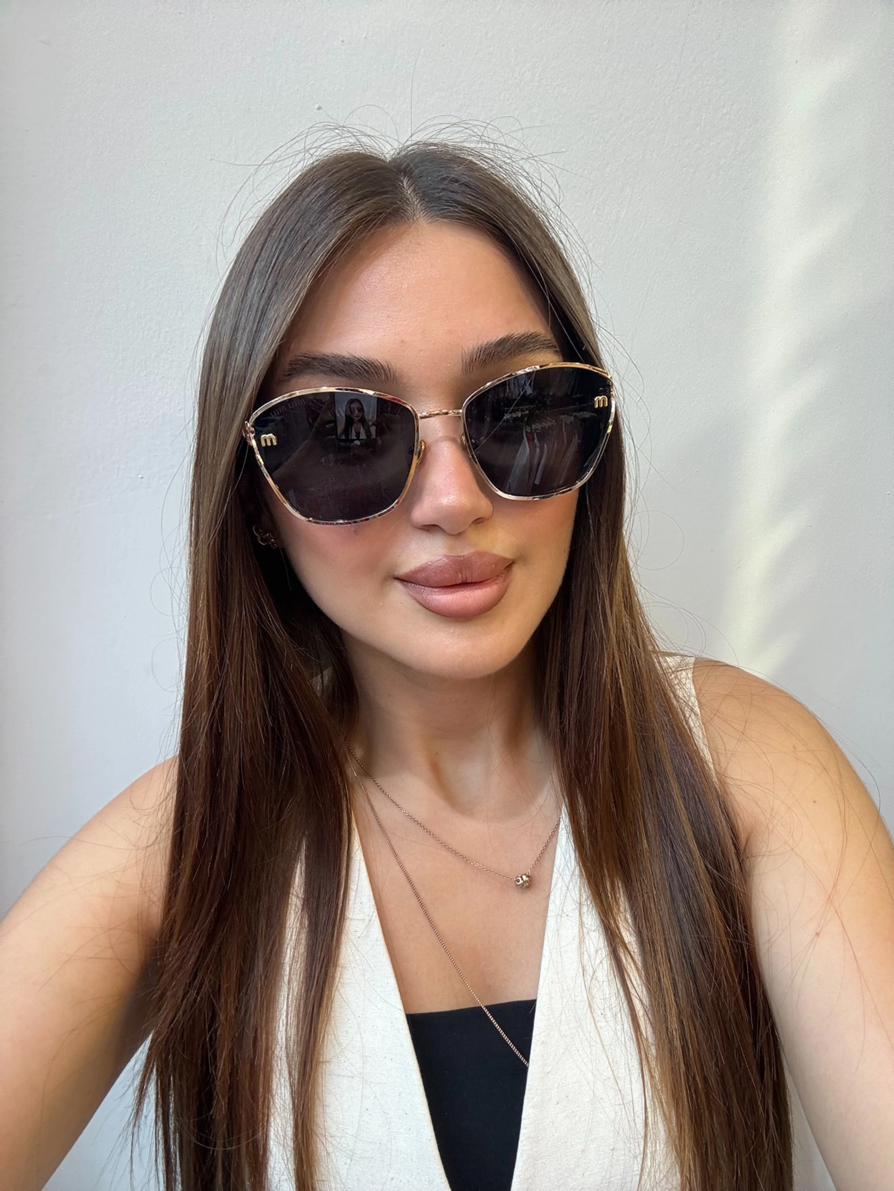MIUMIU Metal Çerçeve Dikdörtgen Güneş Gözlüğü