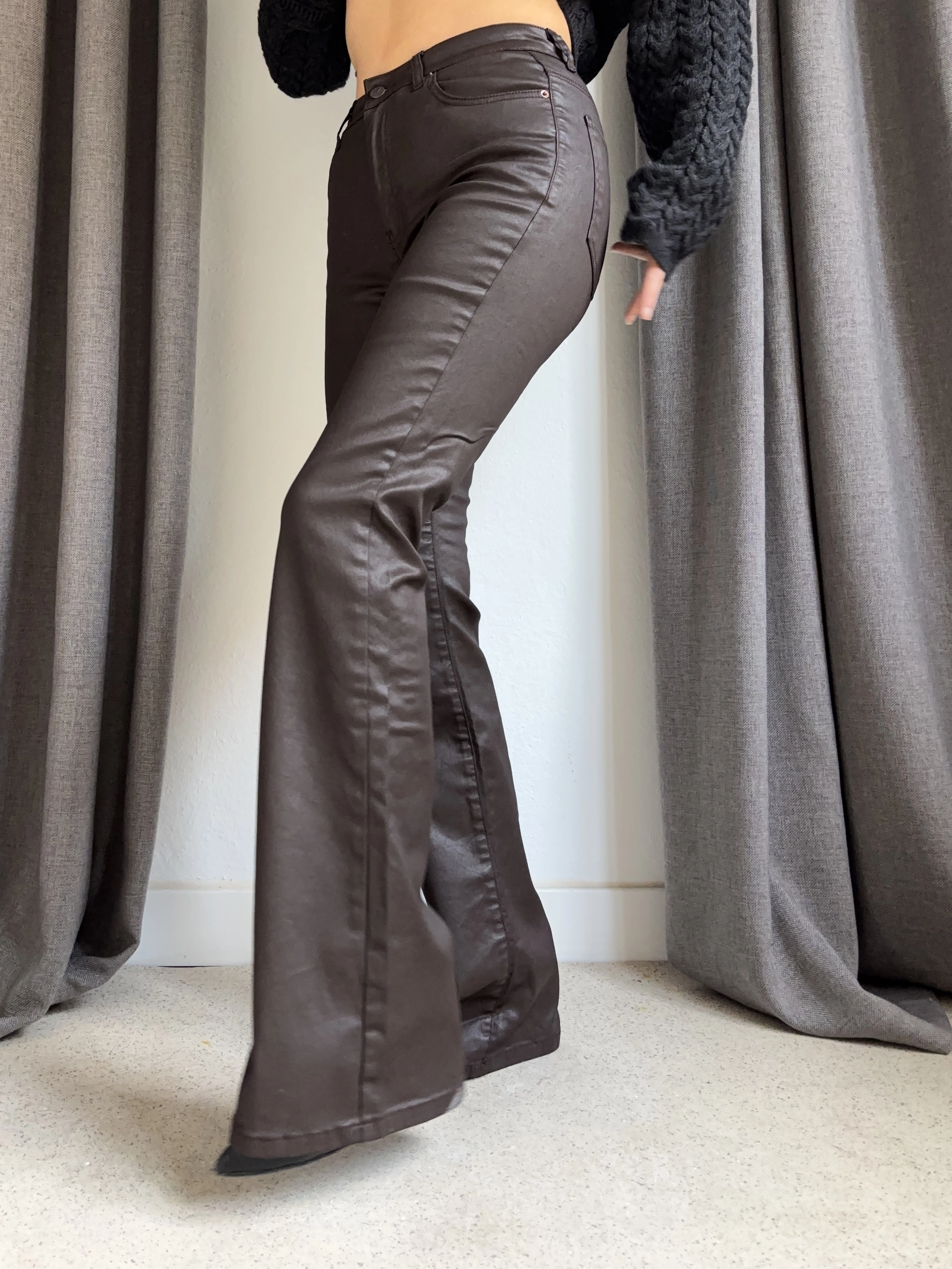 Mumlu Orta Bel İspanyol Paça Pantolon