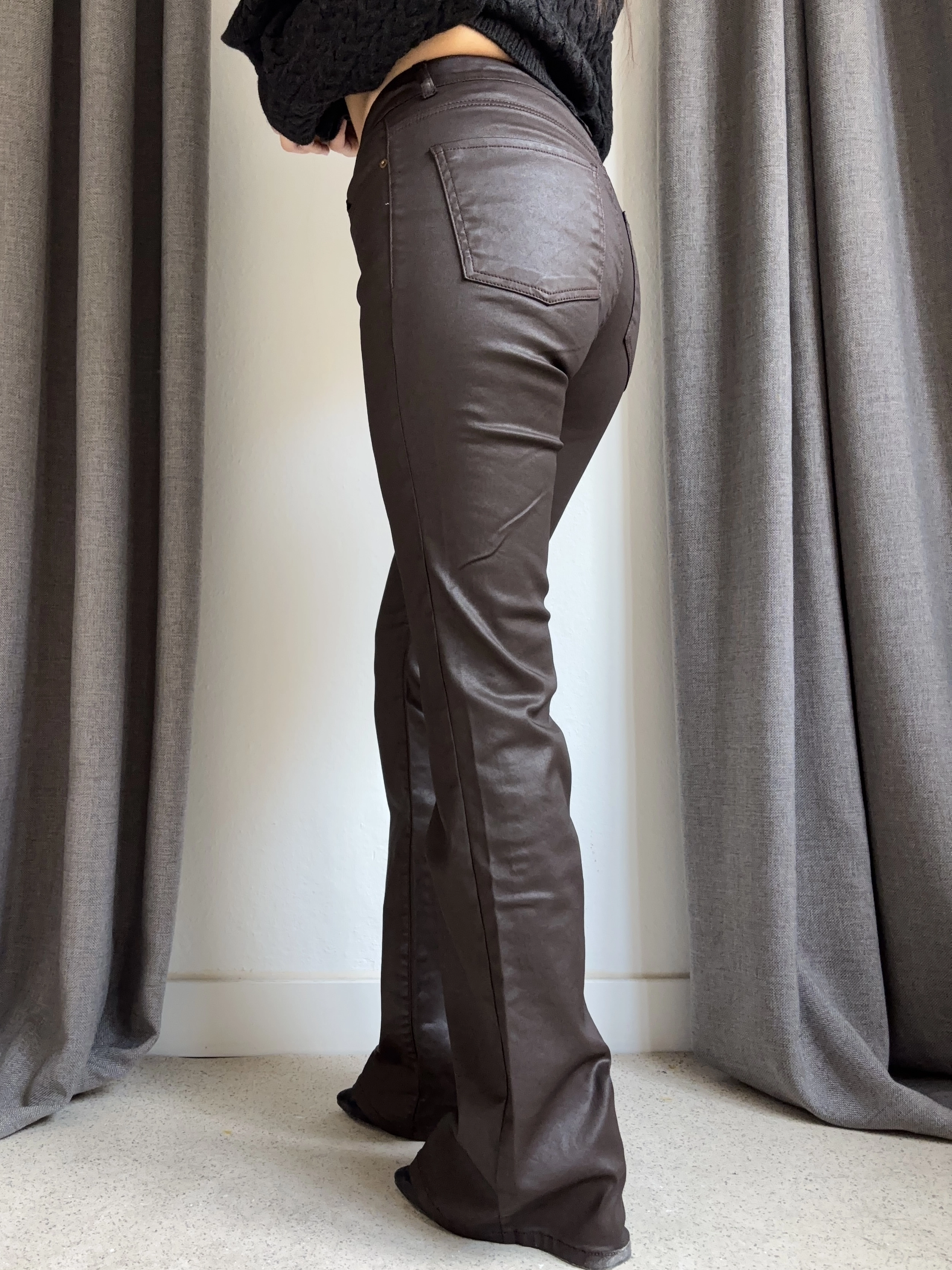 Mumlu Orta Bel İspanyol Paça Pantolon