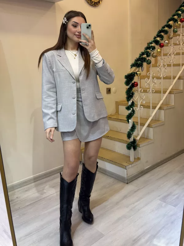 Taşlı Ceket Şort Takım