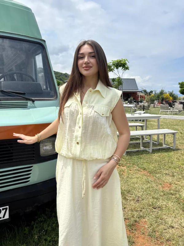 İpek Yelek Etek İkili Takım