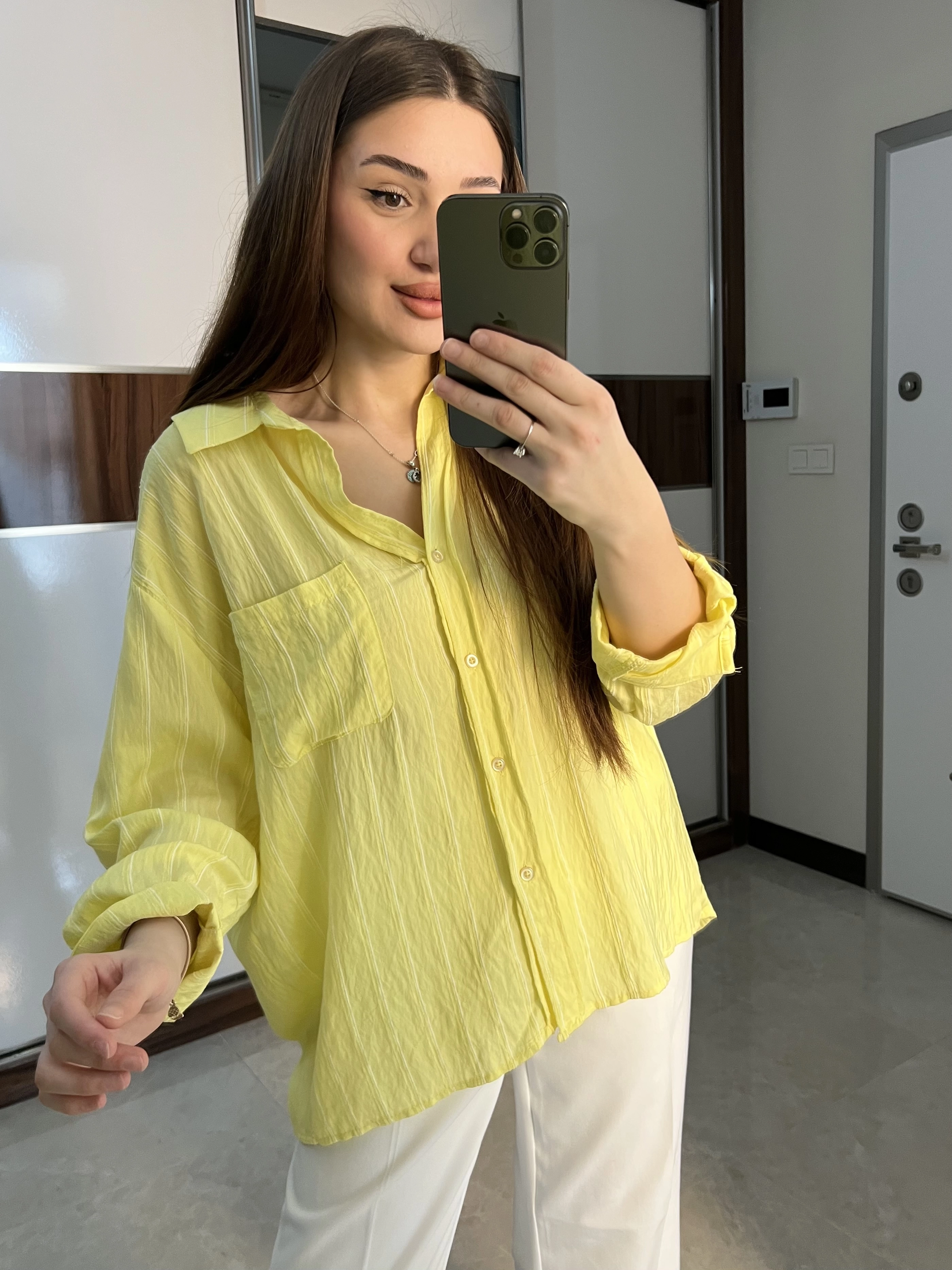 Oversize Çizgili Gömlek