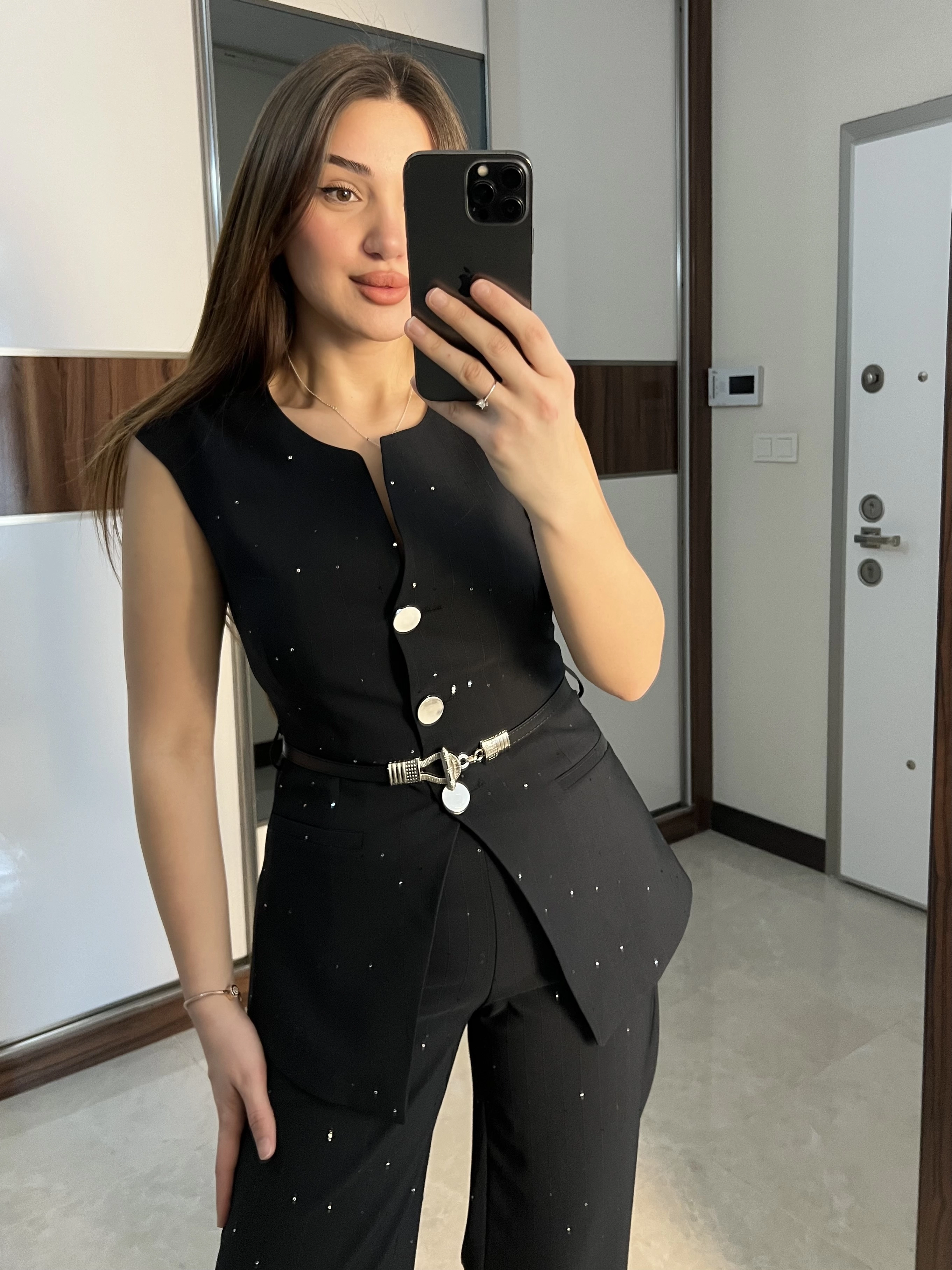 Payetli Yelek Pantolon Takım 