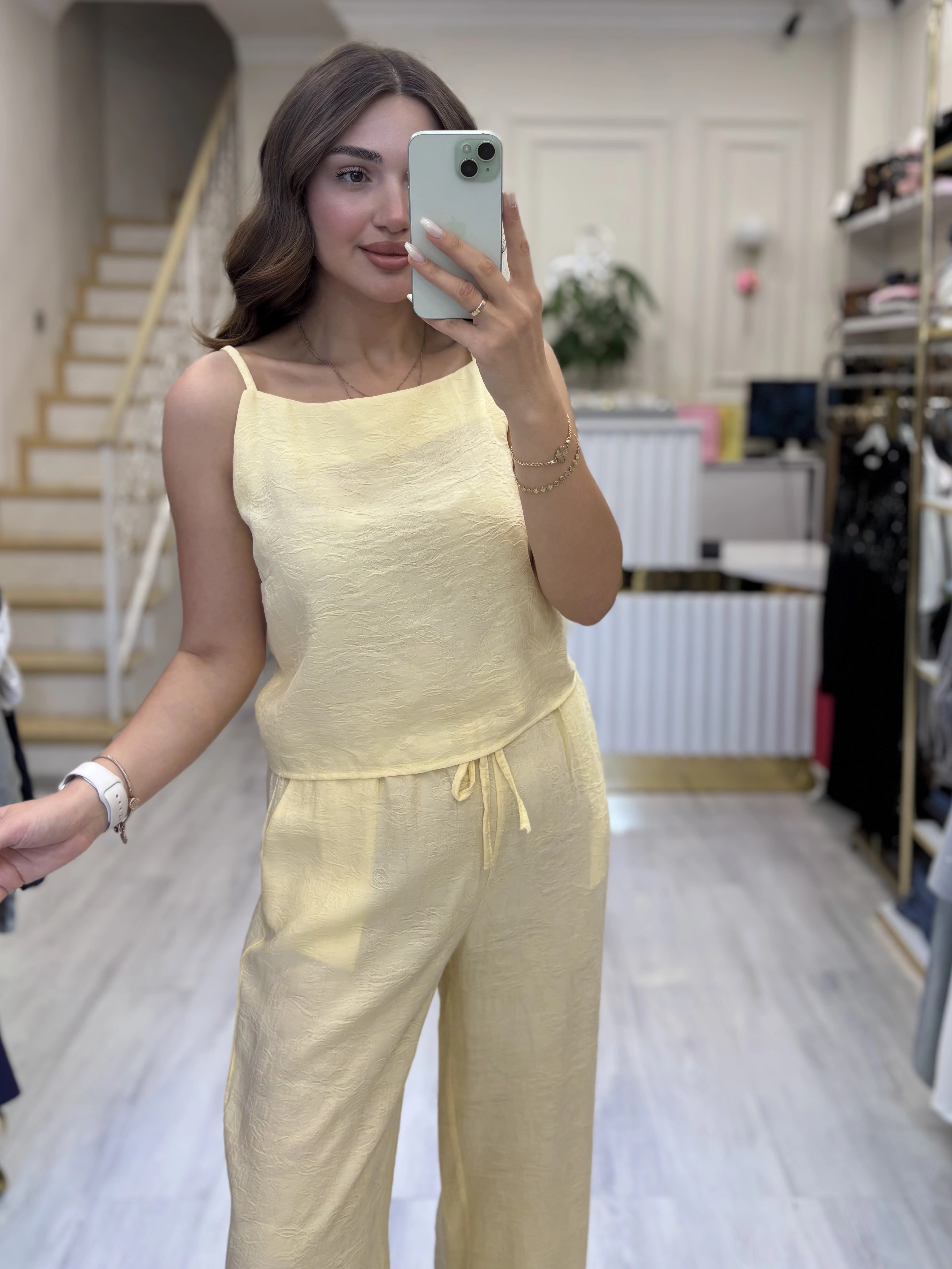 Jakarlı Bluz Pantolon Takım