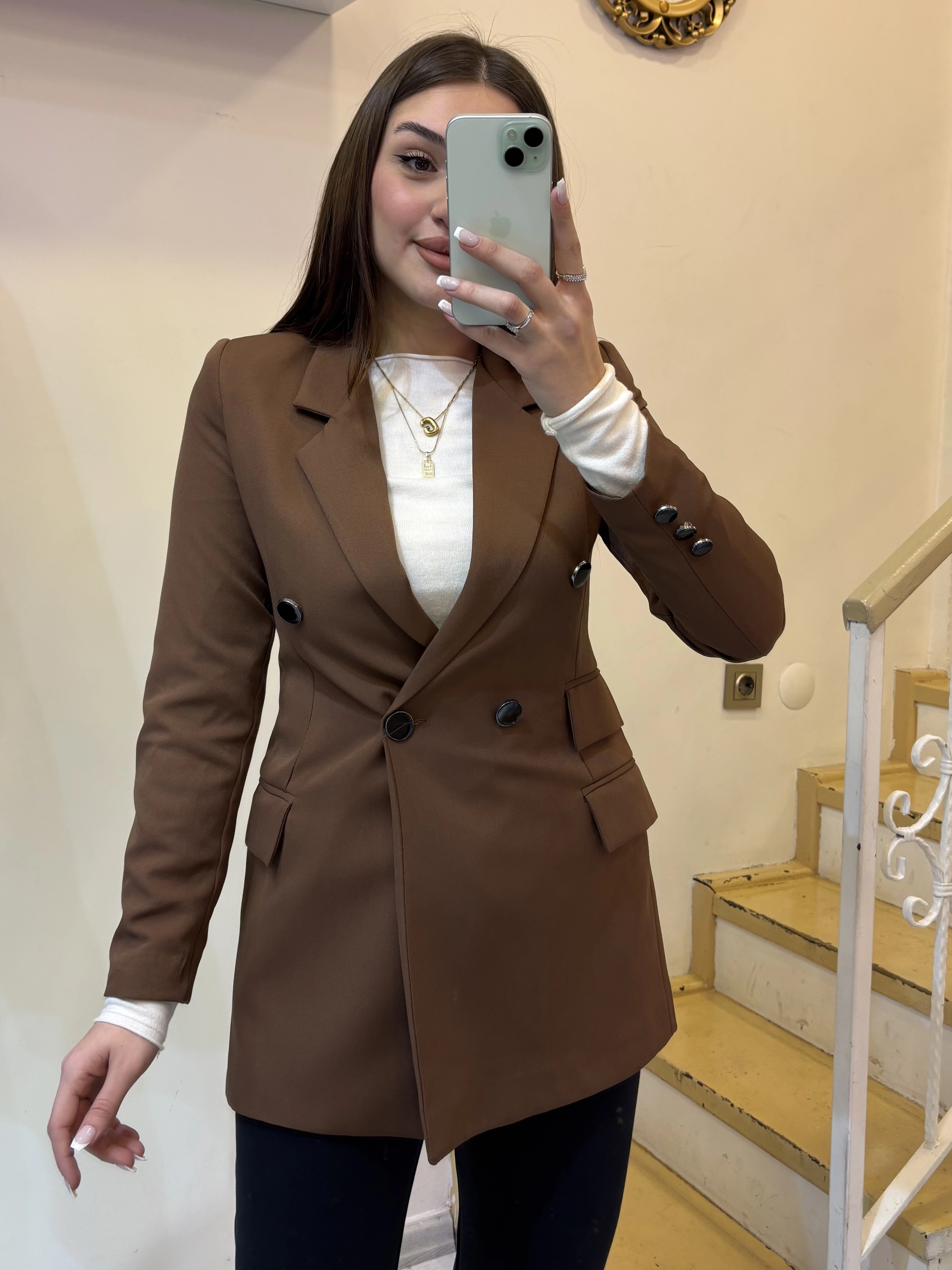 Atlas Çift Cepli Oturan Model Blazer Ceket