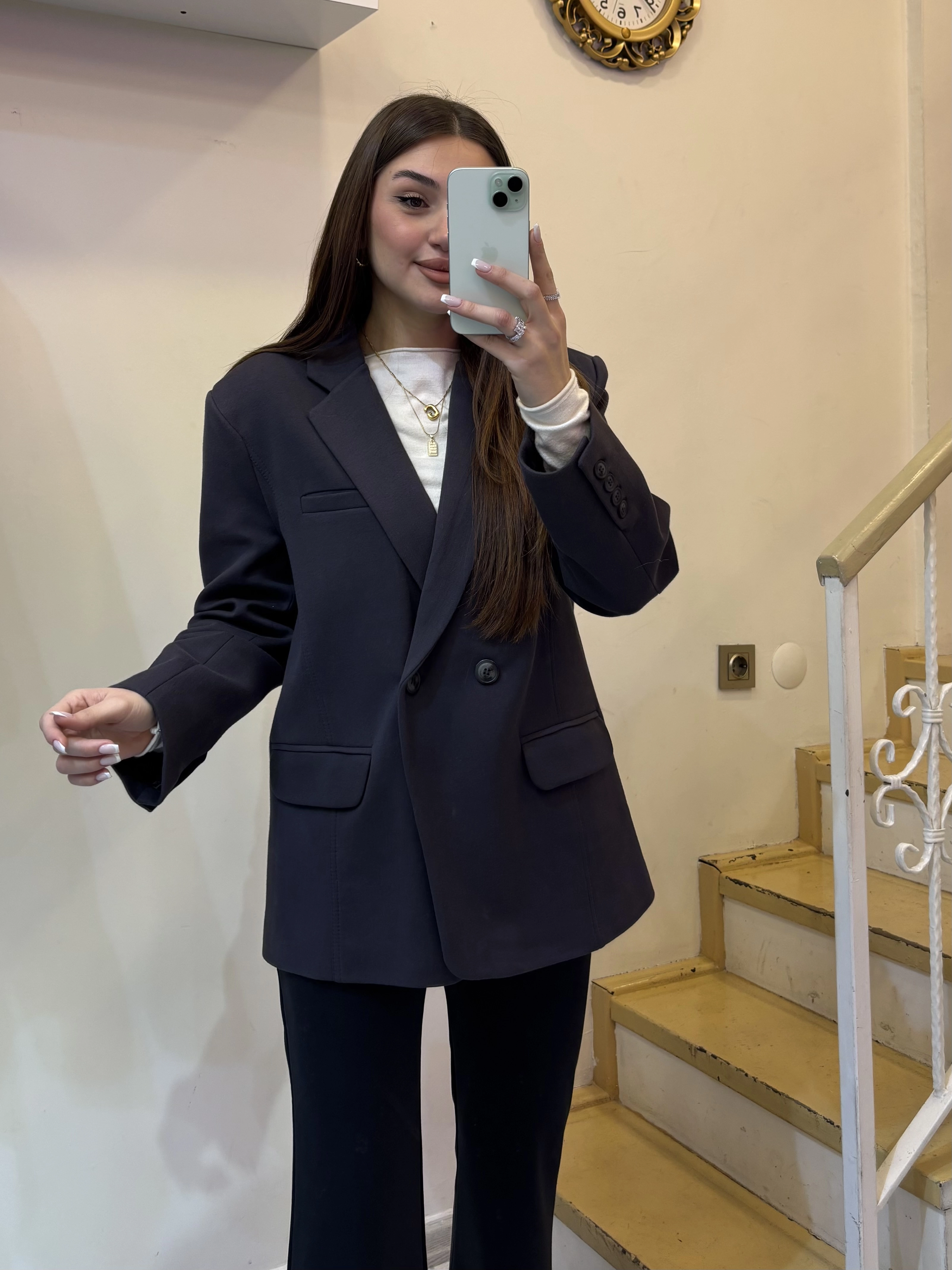 Modal Kumaş Oversize Blazer Ceket