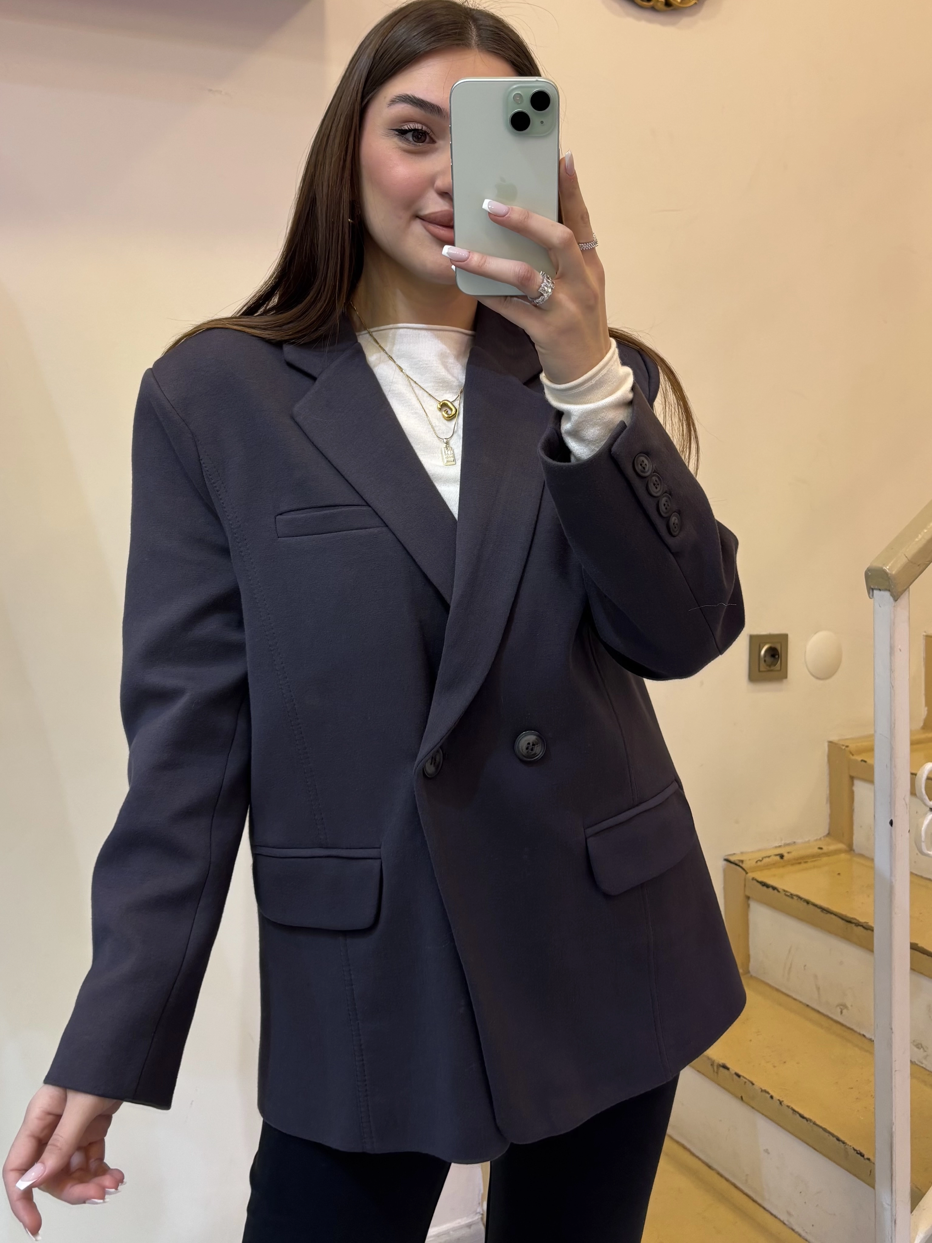 Modal Kumaş Oversize Blazer Ceket