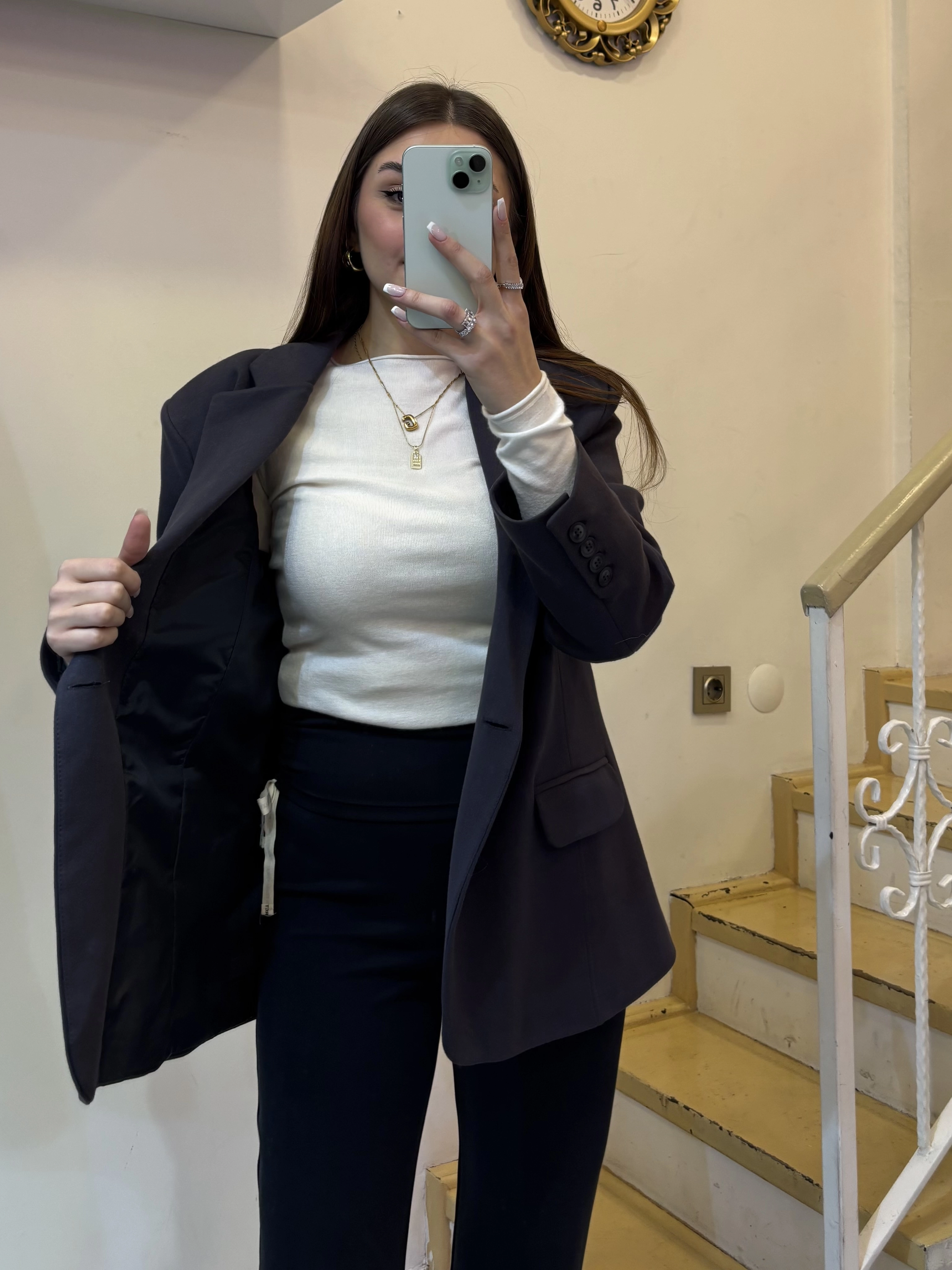 Modal Kumaş Oversize Blazer Ceket