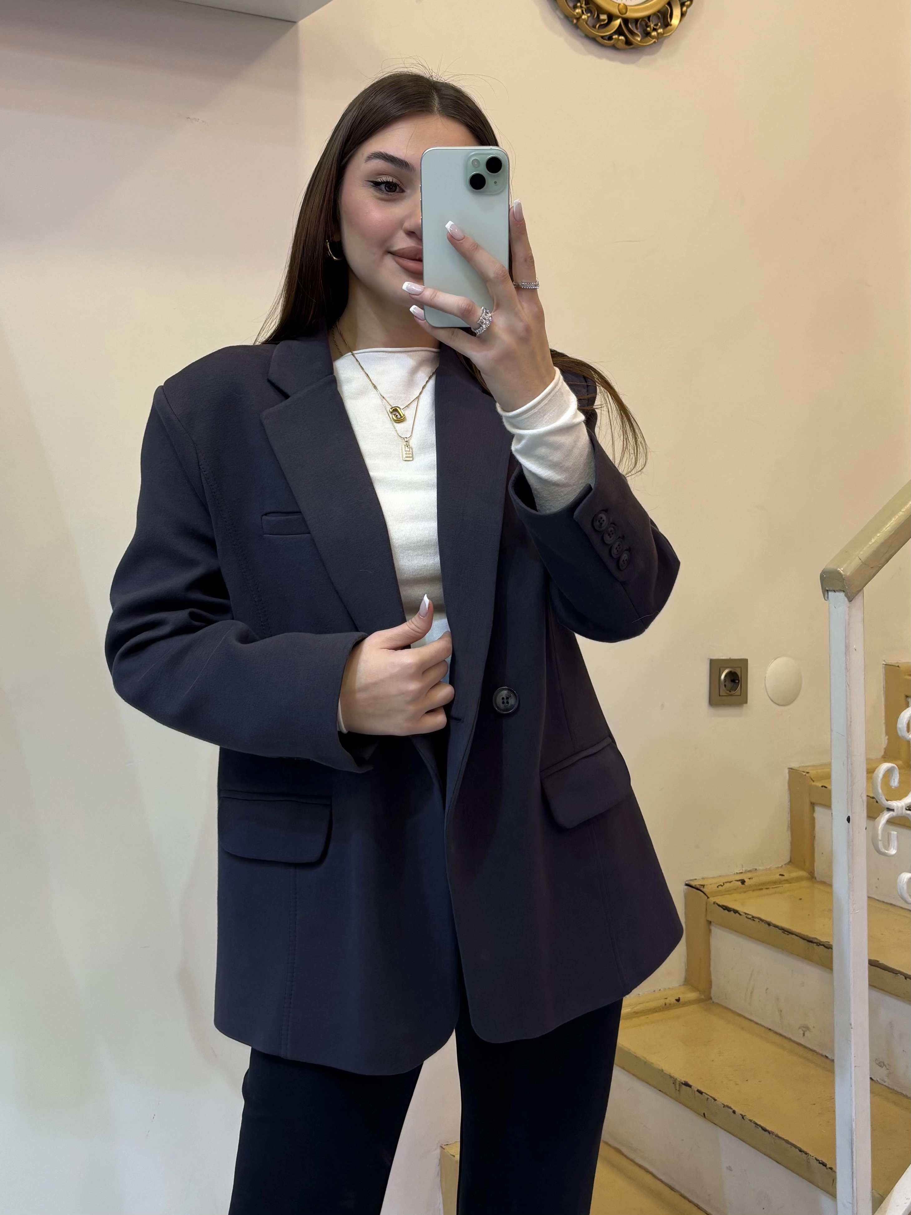 Modal Kumaş Oversize Blazer Ceket