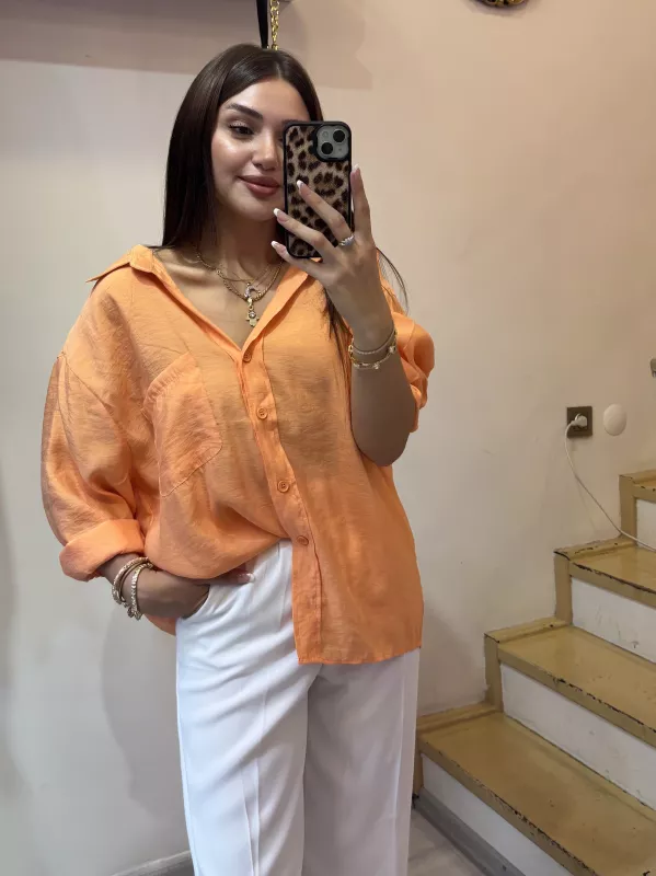 Oversize Model Cepli Gömlek