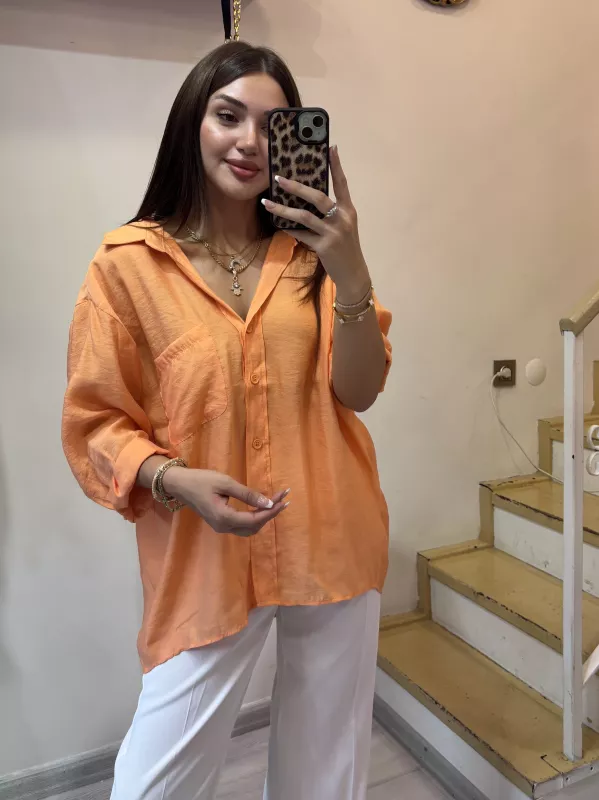 Oversize Model Cepli Gömlek