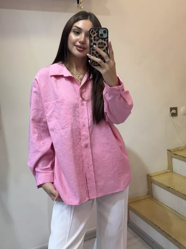 Oversize Model Cepli Gömlek