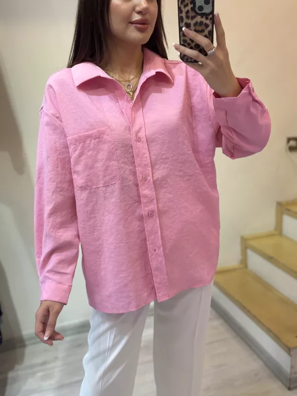 Oversize Model Cepli Gömlek