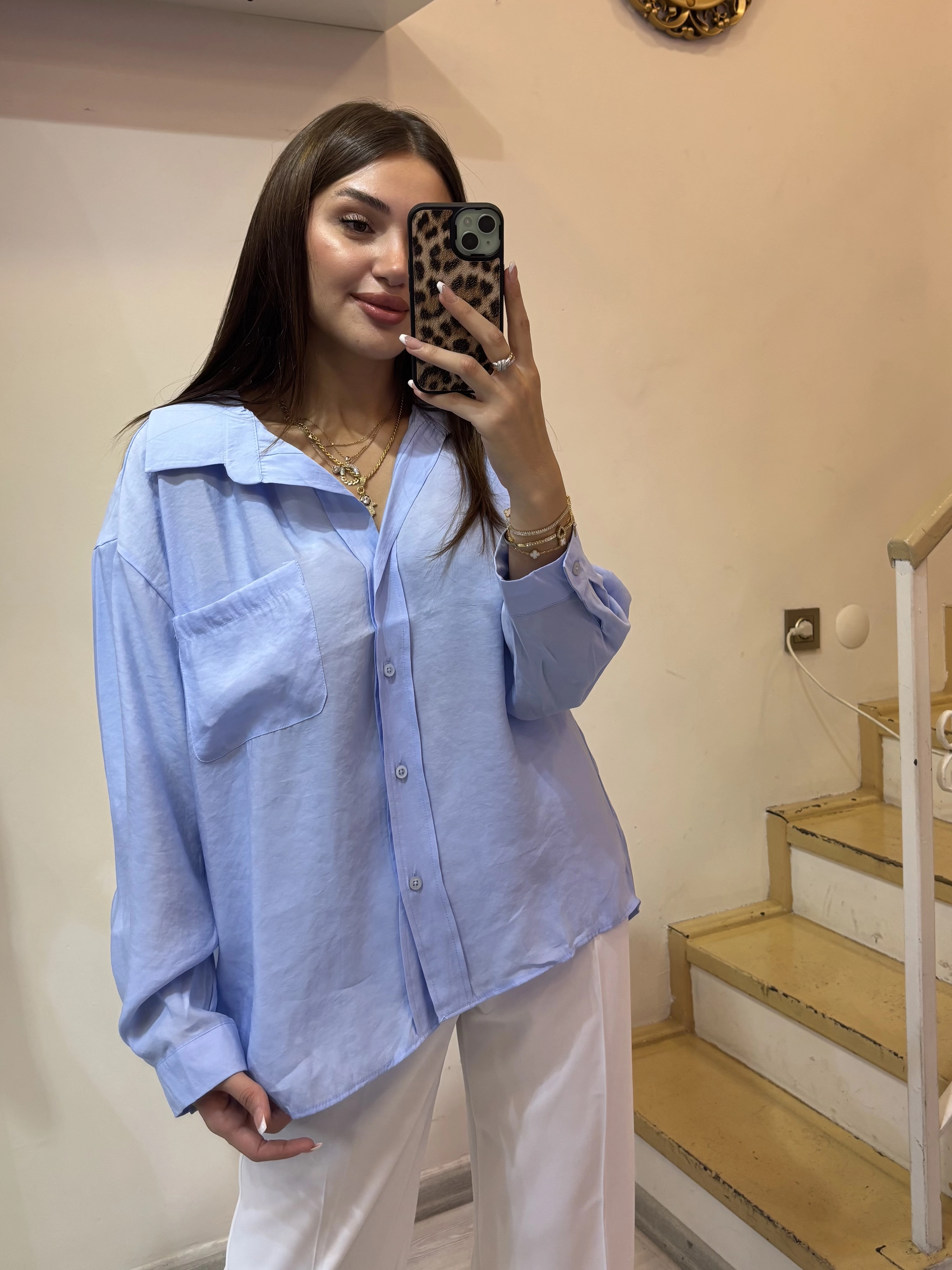 Oversize Model Cepli Gömlek