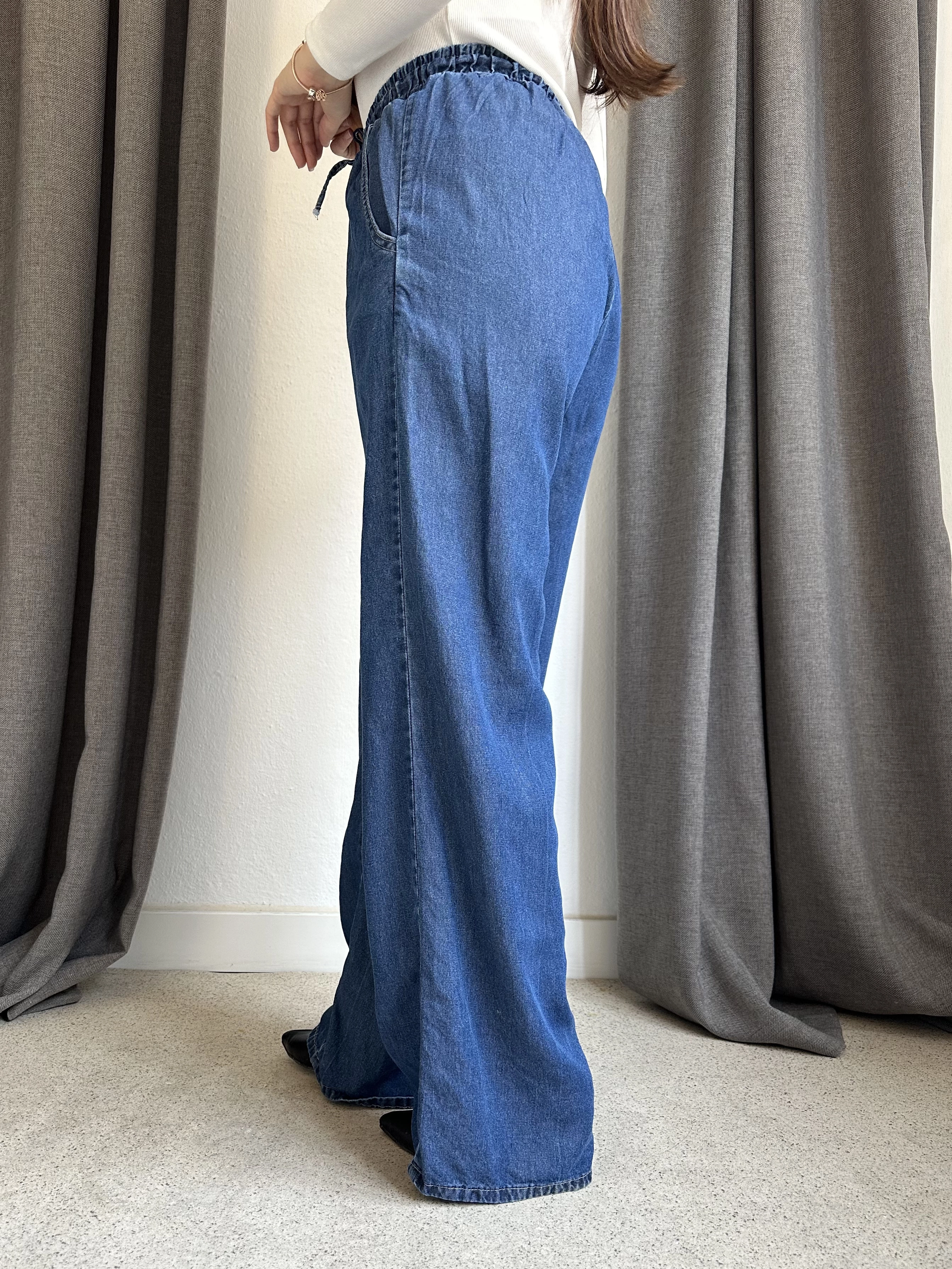 Beli Lastikli Palazzo Jean Pantolon